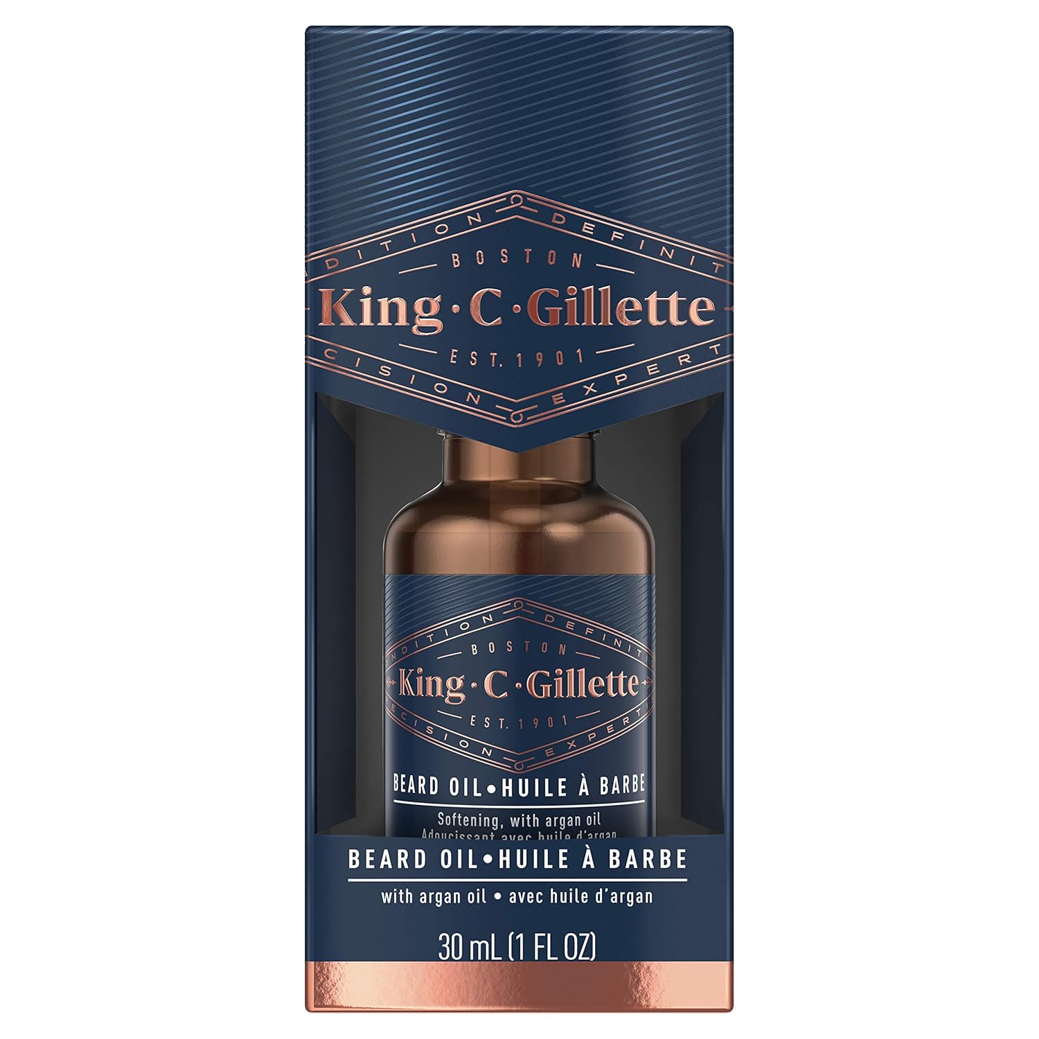 King C. Gillette Beard Oil for Men - Argan, Jojoba, Avocado, Macadamia Seed and Almond Oils - Moisturize and Soften Beard