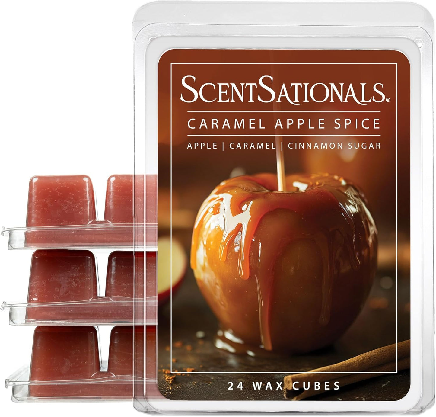 ScentSationals Caramel Apple Spice Scented Wax Melts - Apples, Caramel, & Cinnamon Sugar, 10oz (24 Cubes)
