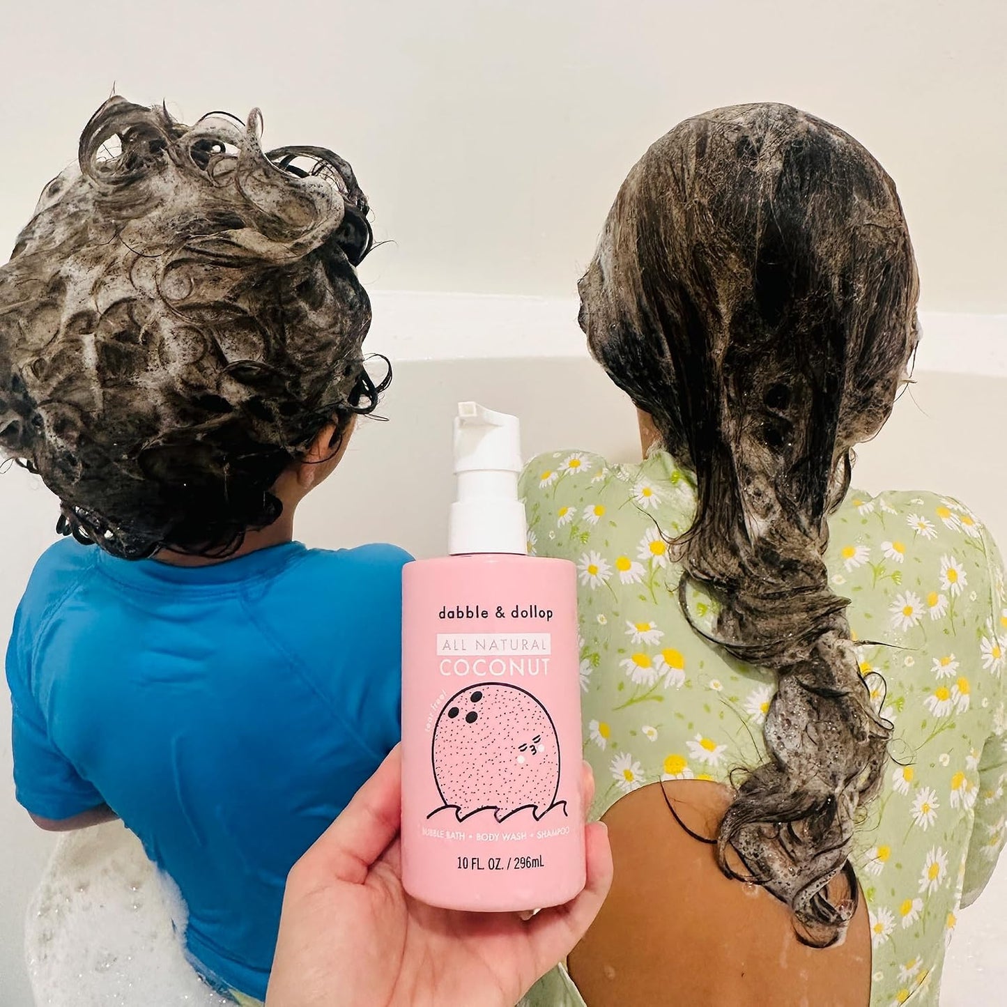 Dabble & Dollop Coconut Kids 3-in-1 Body Wash, Shampoo & Bubble Bath – Tear-Free, Gentle, Natural-Origin, Hypoallergenic and Safe for Sensitive Skin (10 fl oz, Pack of 2)