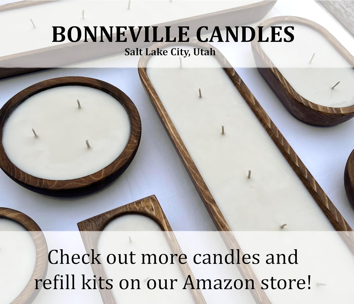 Bonneville Handmade Candles / 5 1/4" x 2" Hand Poured Wood Bowl Candle, 3 Wick/Dough Bowl Candle/Up to 25 Hour Burn Time / 100% Soy Wax/Scented Candle/Rustic/Holiday (Warm Vanilla)