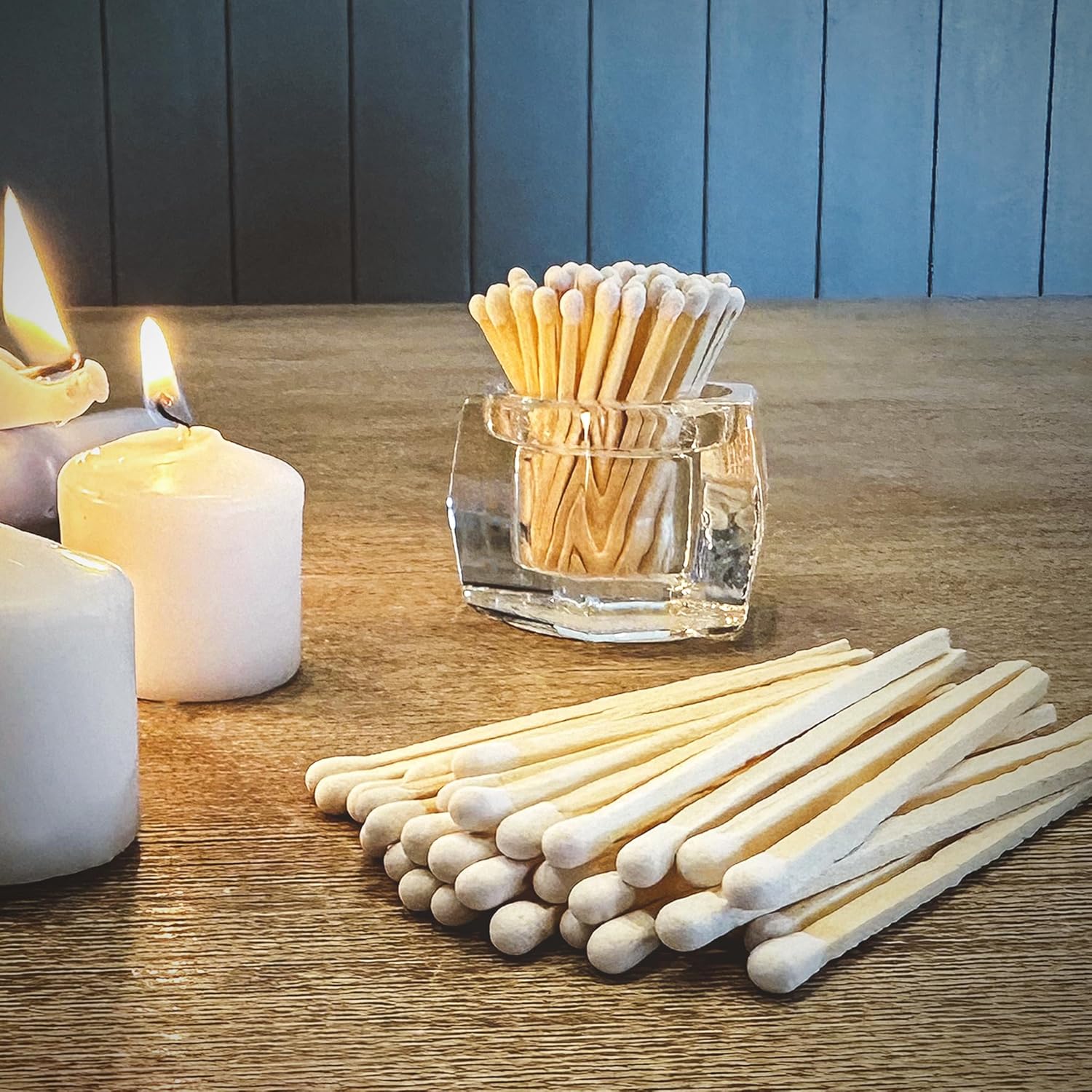 4" Gray Matches (200 Count, with Striking Stickers Included) | Decorative Unique & Fun for Your Home, Gifts, Accessories & Events | Premium Long Wood Safety Matches by Thankful Greetings