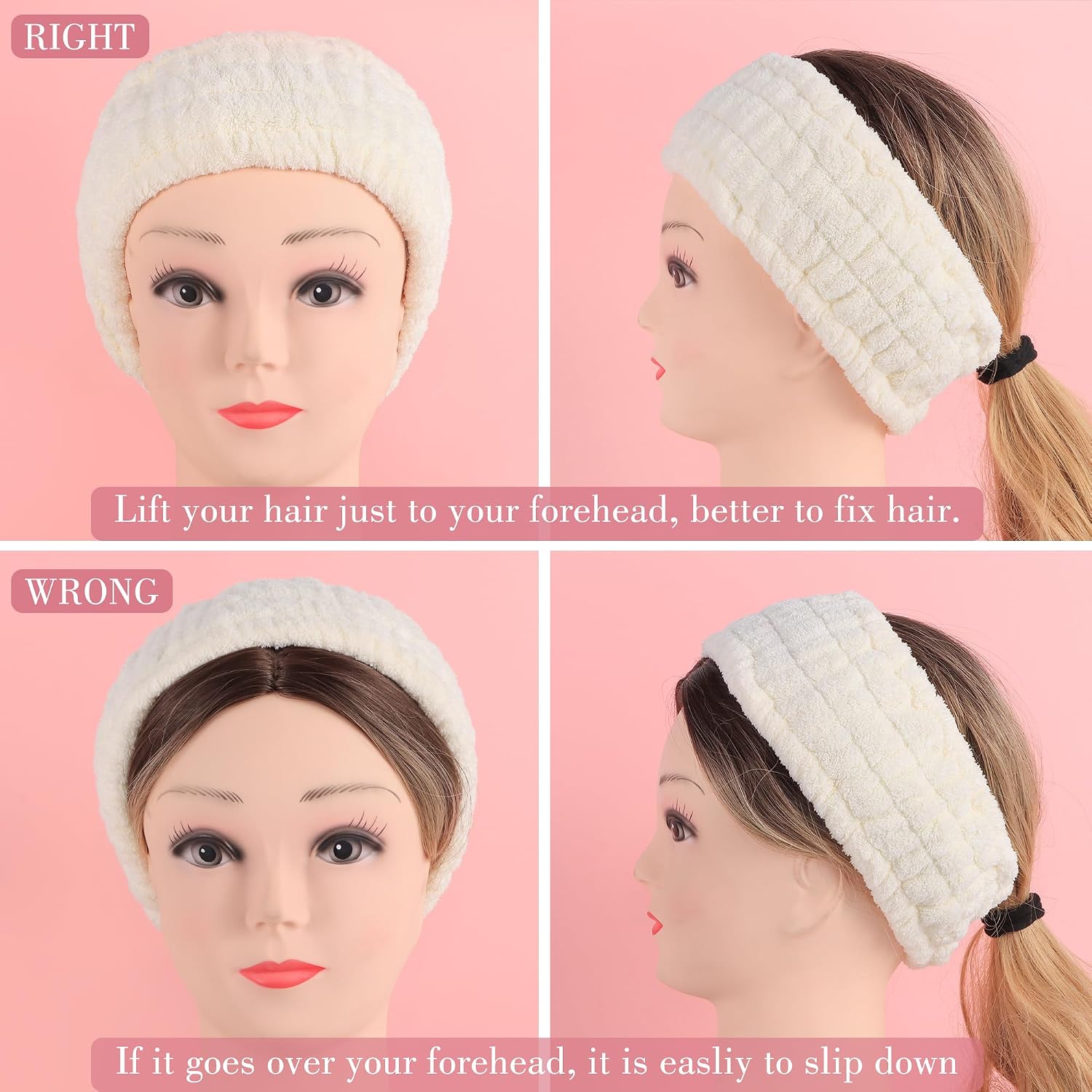 DiyJibb 9 Pcs Spa Headband for Washing Face,Skincare Headband and Wristband Set,Women Teen Girls Facial Hairbands for Washing Face, Makeup, Sports, Yoga (pink+apricot+black)