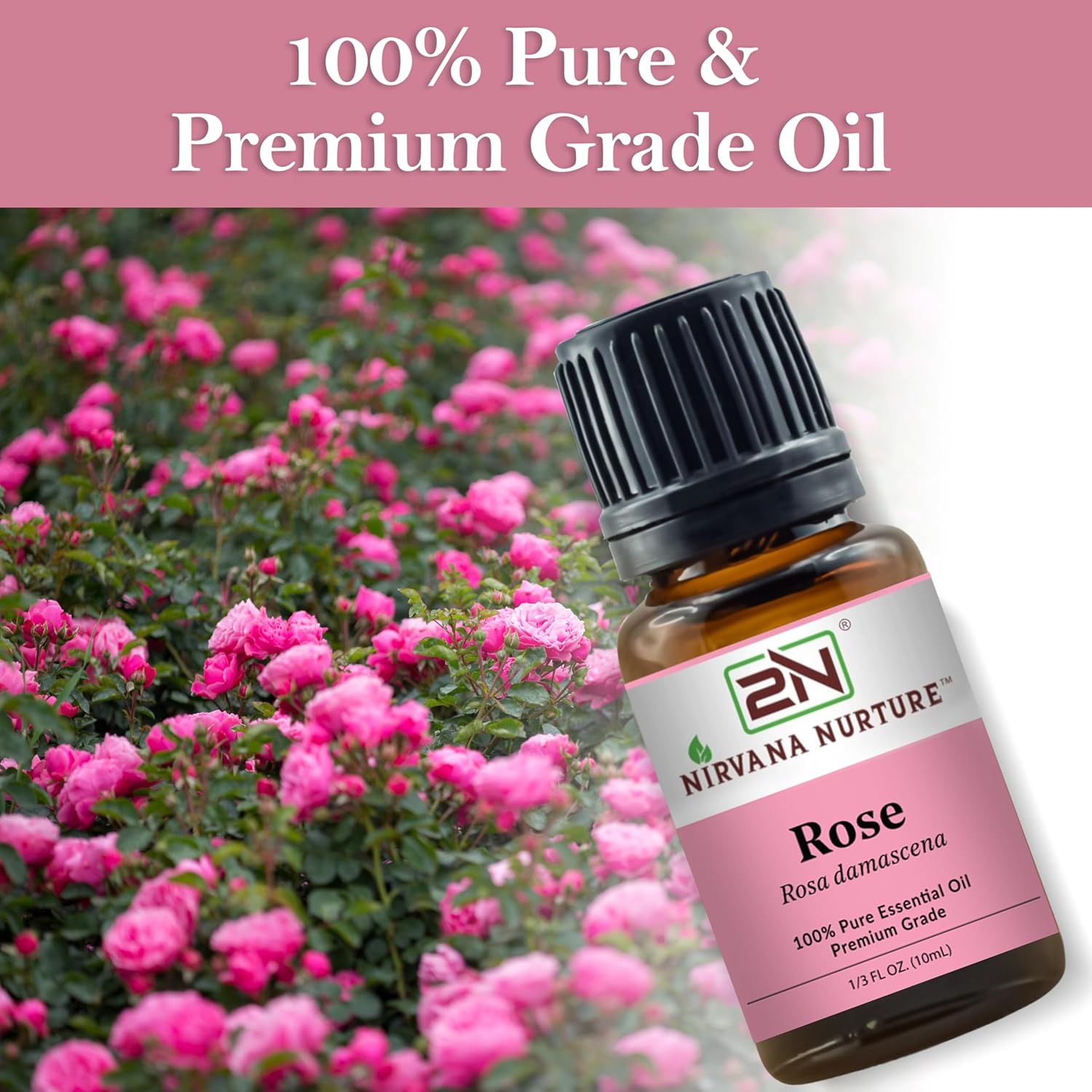 Rose Essential Oil, 100% Pure Undiluted, Aromatherapy Oil for Diffuser, Hair & Skin Care