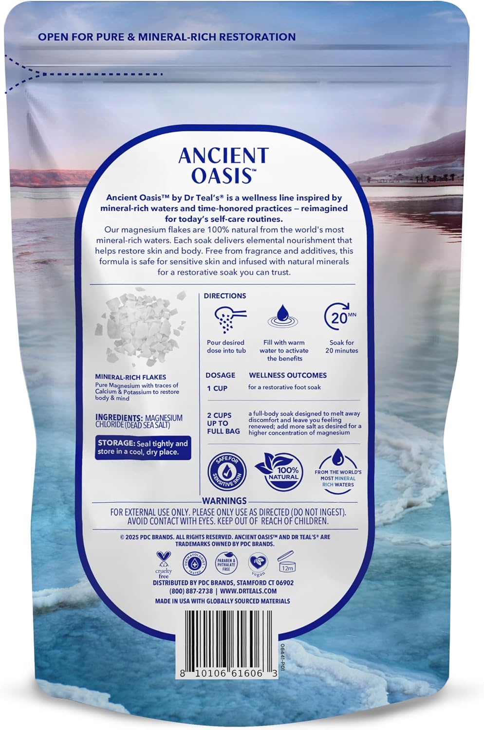 Ancient Oasis by Dr Teal's Magnesium Flakes, Fragrance Free, 2 lbs