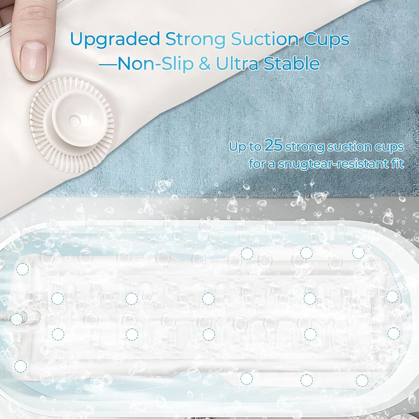 Portable Spa Bubble Bath Mat, Bathtub Massager Mat with Waterproof and Non-Slip Functions, Multi-Intensity Remote, Electric Air Pump, Strong Suction Cups, Full-Body Bubble Spa Experience at Home.