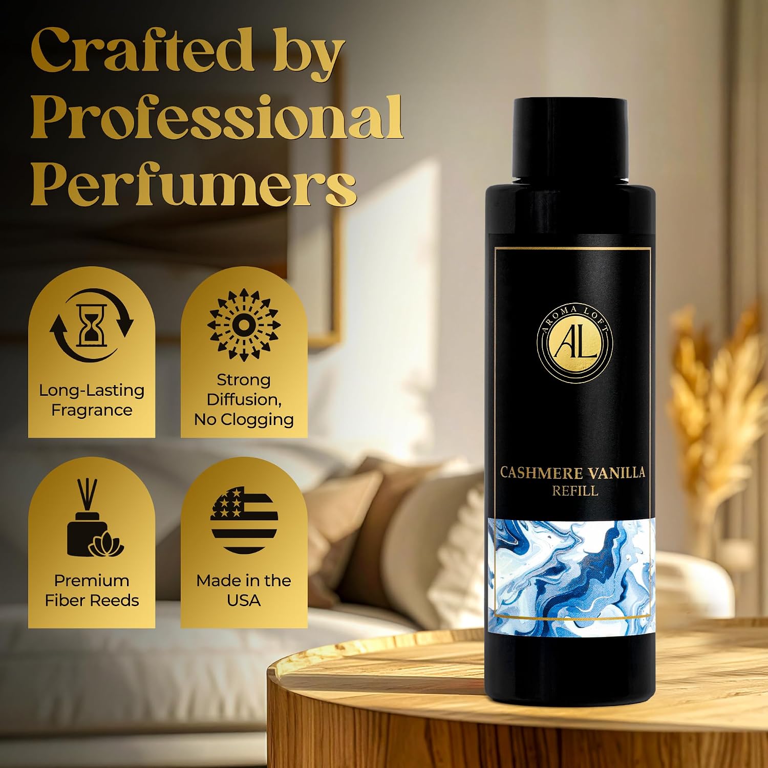 Cashmere Vanilla Reed Diffuser Oil Refill, Diffuser Oil scents for Home, 4 oz Fragrance Oil, Fragrance Oil Diffuser