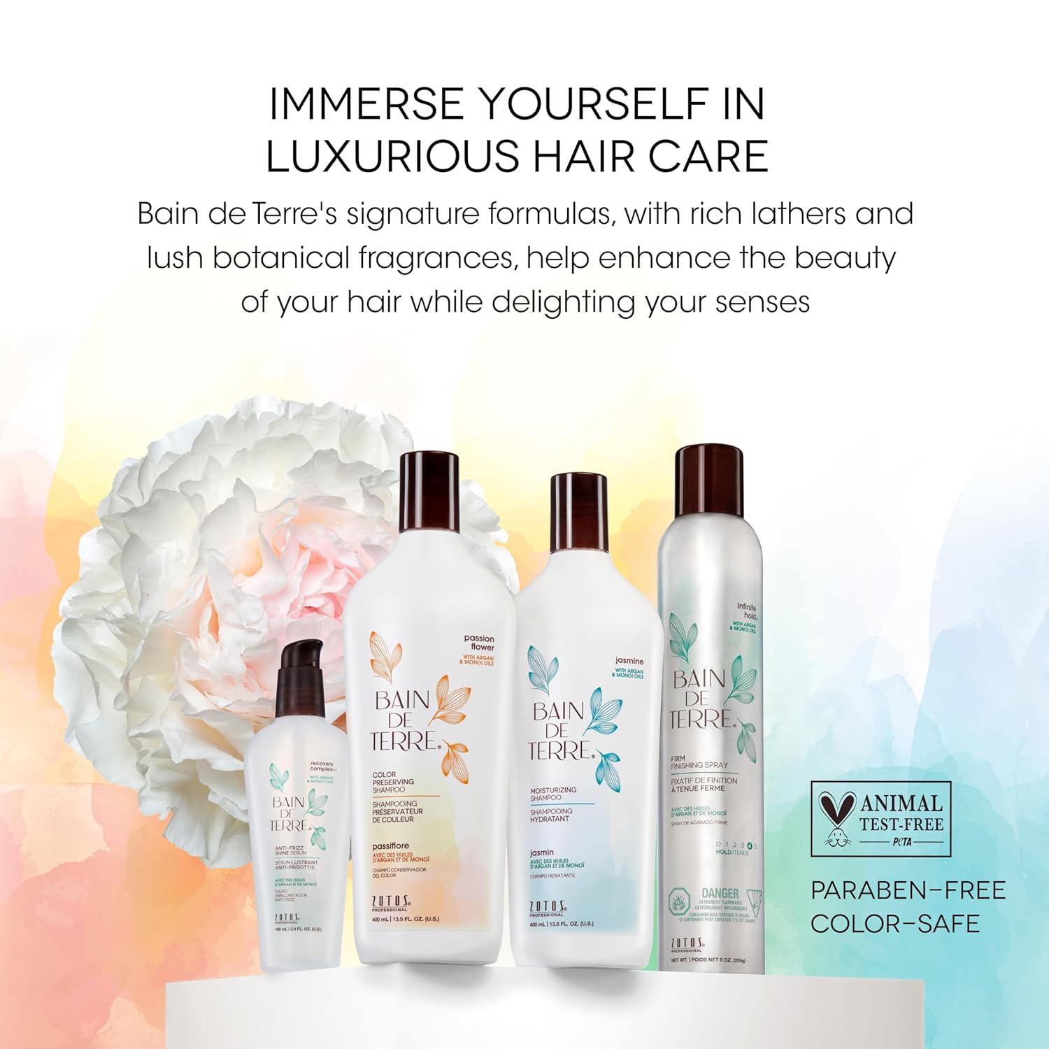 Bain de Terre Sweet Almond Oil Long & Healthy Conditioner, Strength & Protection for Weak, Damaged Hair, with Argan & Monoi Oils, Paraben-Free, Color-Safe, Vegan