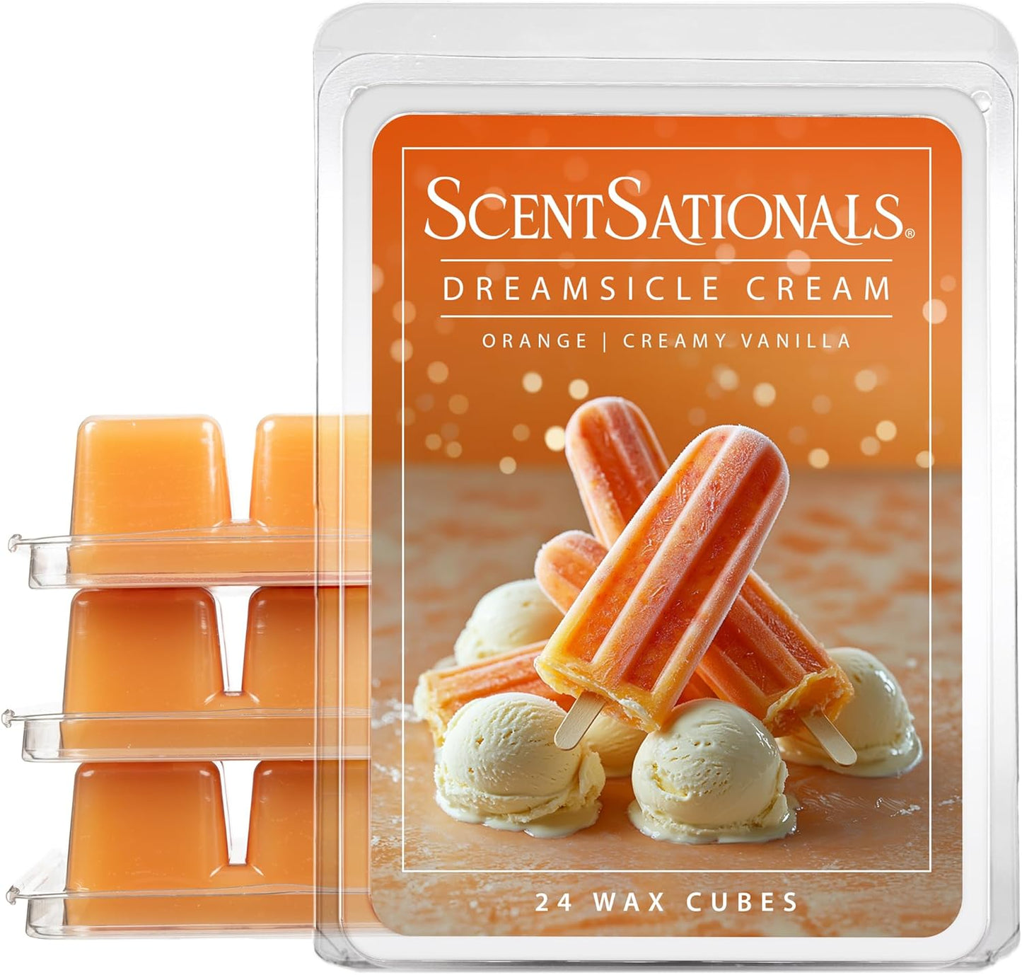 ScentSationals Dreamsicle Cream Scented Wax Melts - Orange & Creamy Vanilla Scent, 10oz (24 Cubes)