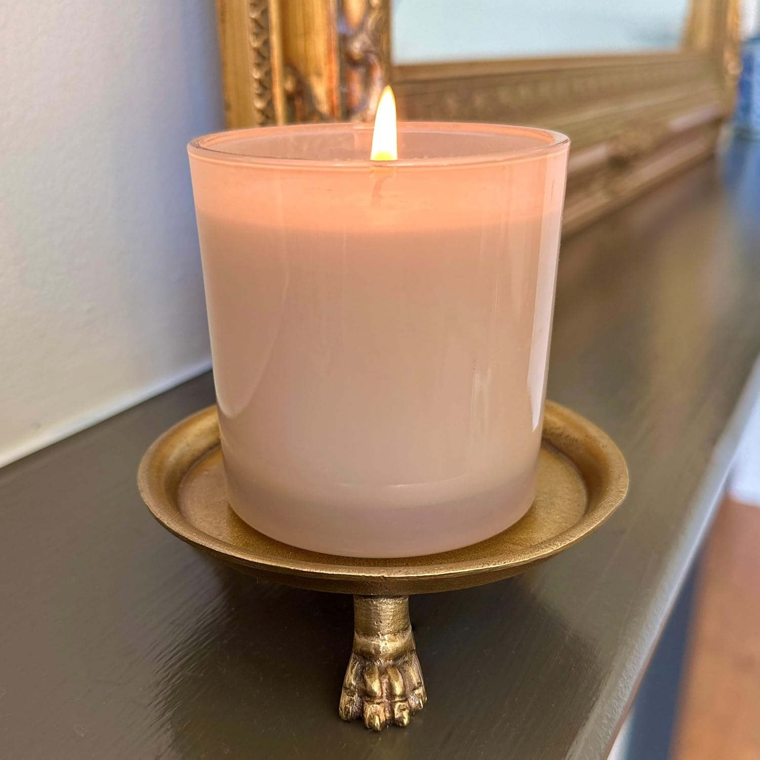 Hapton House 100% Solid Brass Clawfoot Candle Dish - Pedestal Dish - Candle Holder - Jewelry Holder - Perfect for Wax Candles, Rings, and Trinkets