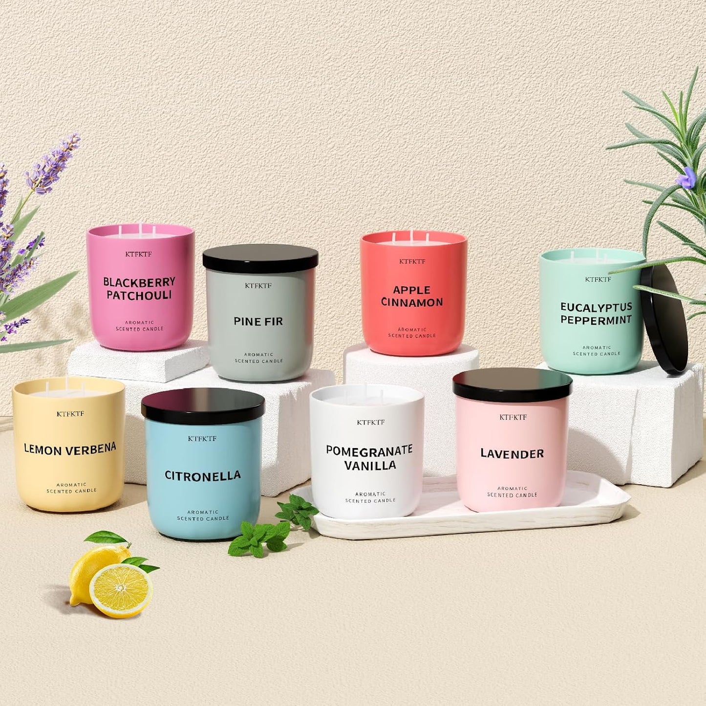 Pine Fir Scented Candle for Home - 3-Wick 14.1oz 80-Hour Long Burning, Non-Toxic Soy Wax Candles - Aromatherapy Candle for Positive & Relaxation, Crisp Woody Forest Scent for Home Decor