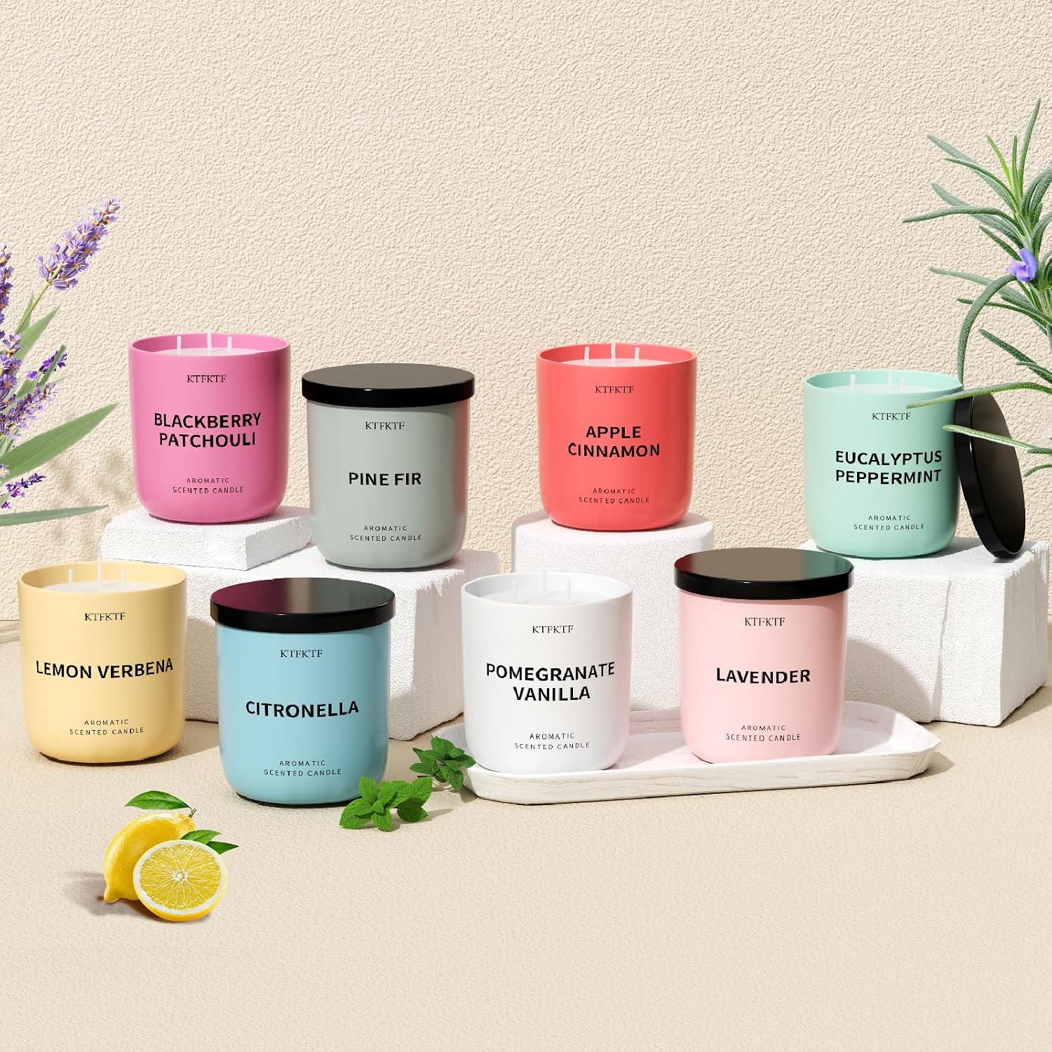 Pine Fir Scented Candle for Home - 3-Wick 14.1oz 80-Hour Long Burning, Non-Toxic Soy Wax Candles - Aromatherapy Candle for Positive & Relaxation, Crisp Woody Forest Scent for Home Decor
