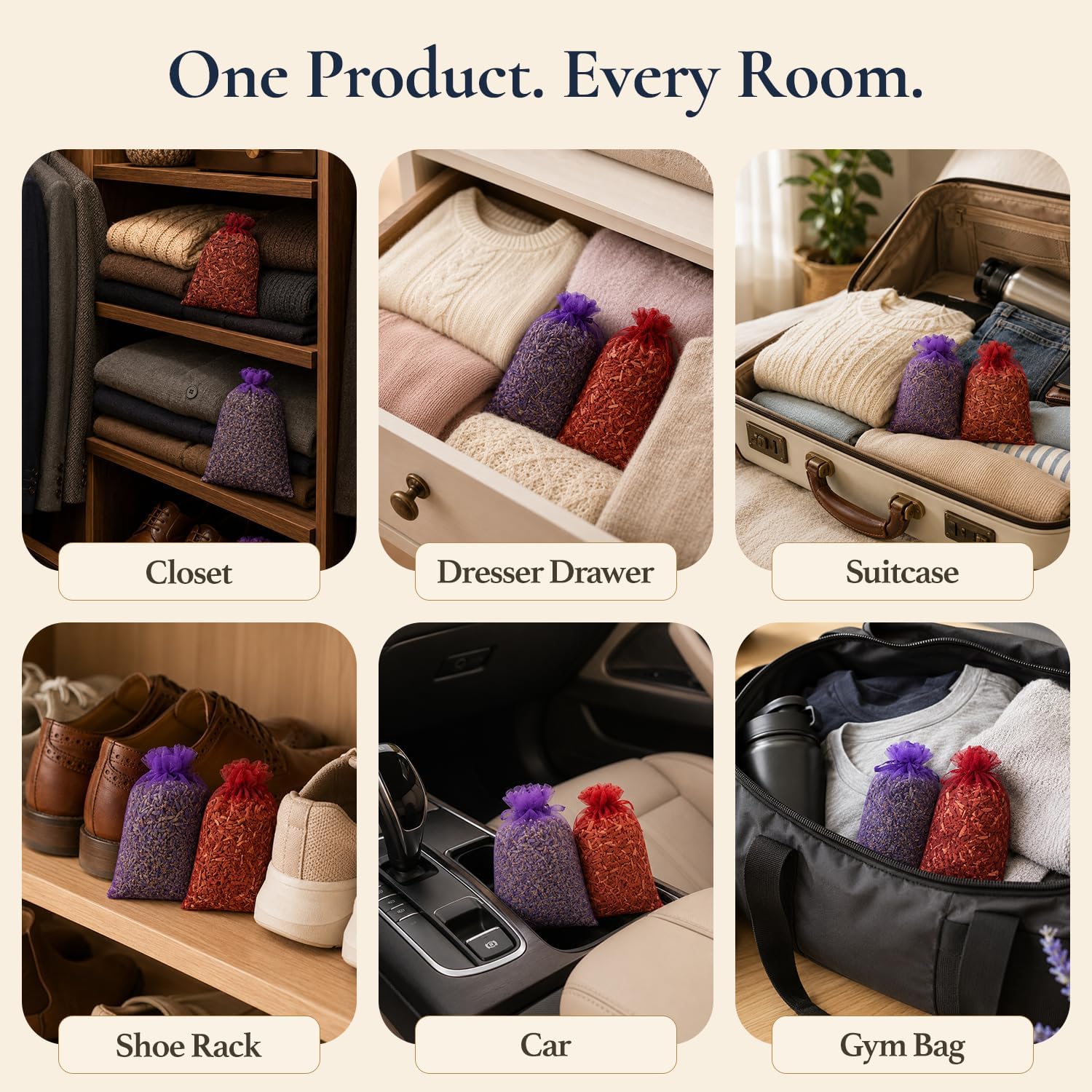 All-Natural Cedar and Lavender Sachet (20 Pack): 10 Lavender Sachets for Drawers and Closets, 10 Cedar Sachets, Moth Repellent for Clothes