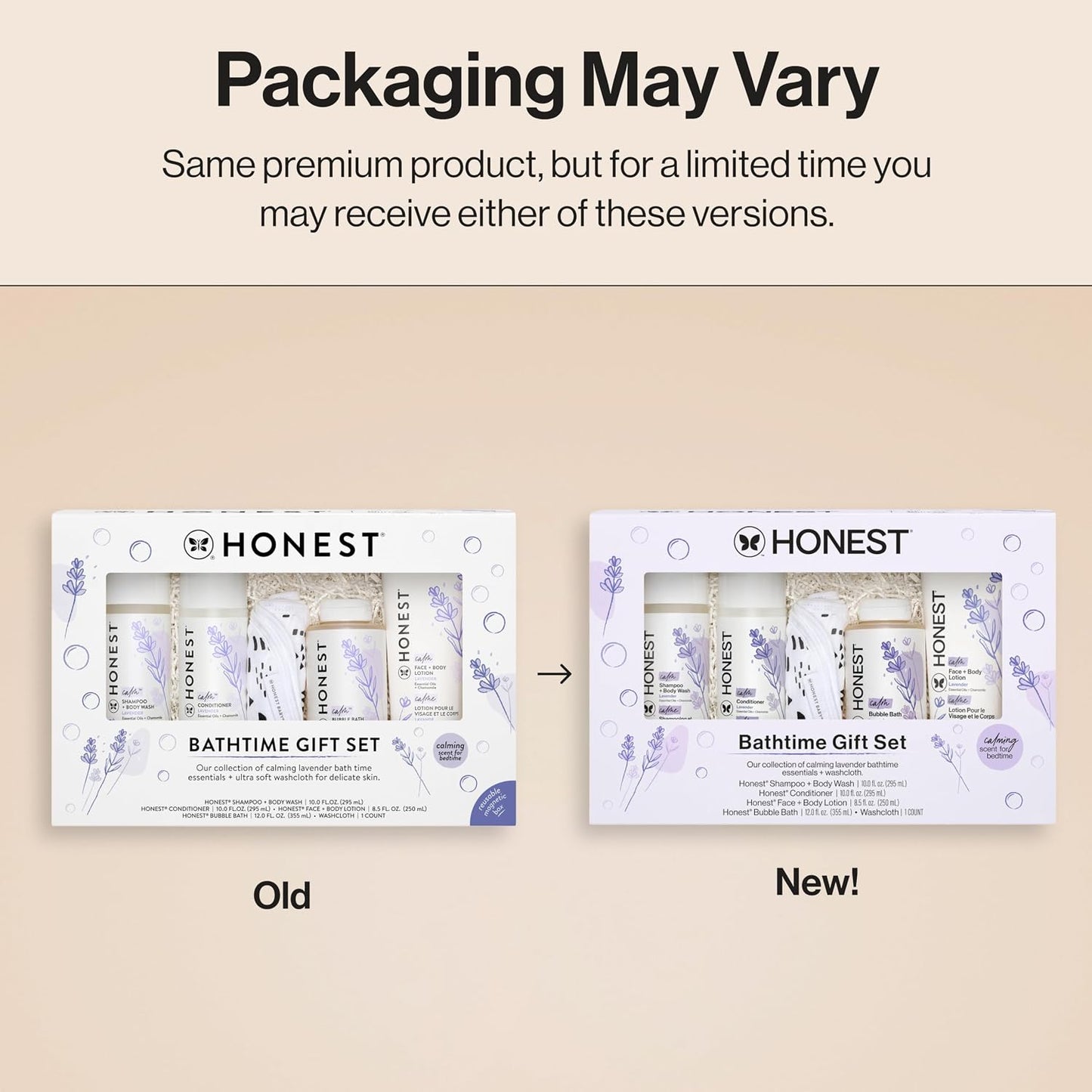 The Honest Company Calming Lavender Bathtime Gift Set Hypoallergenic Bath Essentials for Sensitive Baby Skin Shampoo and Body Wash Face Lotion Bubble Conditioner Cloth