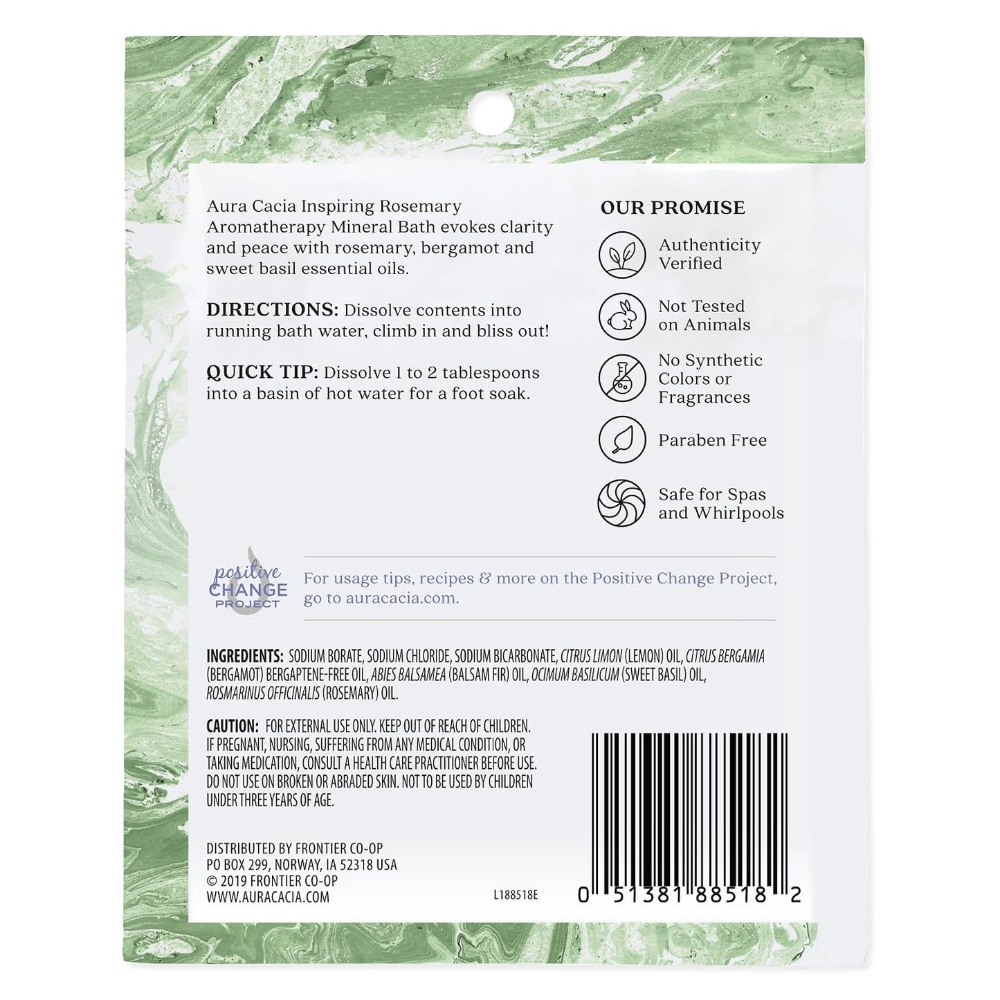 Aura Cacia Aromatherapy Mineral Bath, Inspiring Rosemary, 2.5 Ounce Packet (Pack of 3)