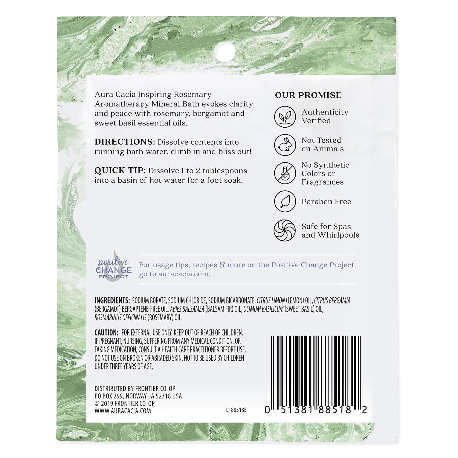 Aura Cacia Aromatherapy Mineral Bath, Inspiring Rosemary, 2.5 Ounce Packet (Pack of 3)