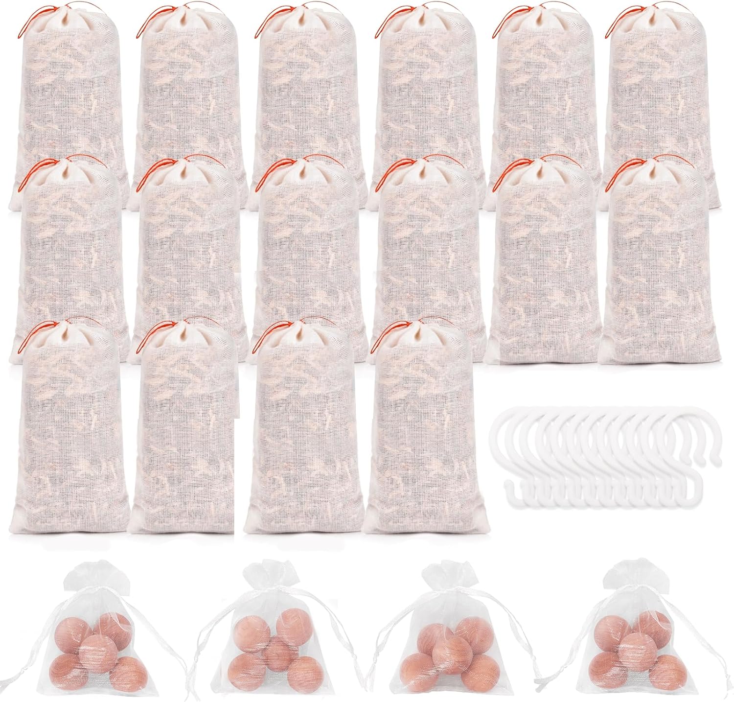 Homode Cedar Blocks for Clothes Storage, Cedar Balls and Cedar Chips for Closets and Drawers, Scented Cedar Sachets Bags Closet Air Freshener, 24 Pack