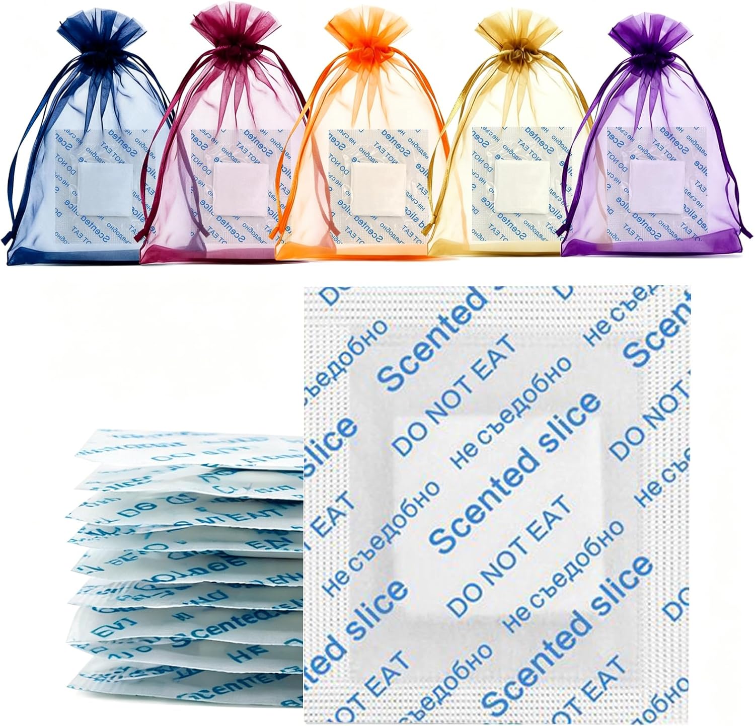 81 Pack Scented Sachets Sheets Long Lasting Scented Bags Home Fragrance Air Freshener for Closet Room Drawer Cars Wardrobes Long Lasting Scented Sachets with 5 Drawstring Bags (81, Jasmine)