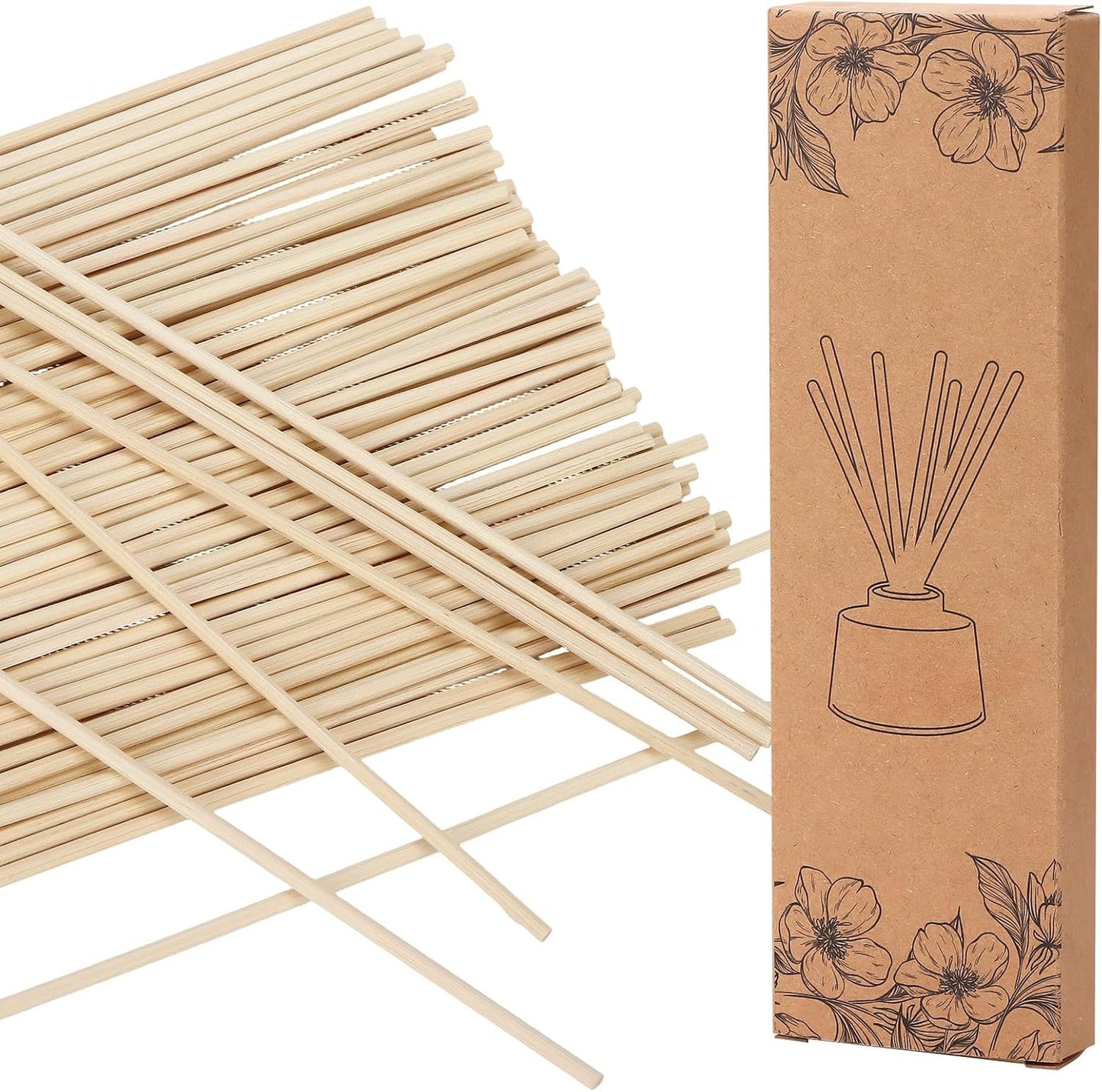 400 Pcs Reed Diffuser Sticks Natural Rattan Wood Sticks Essential Oil Aroma Diffuser Replacements Refill Sticks Scented Oil Sticks for Aroma Fragrance Aromatherapy Home Fragrance