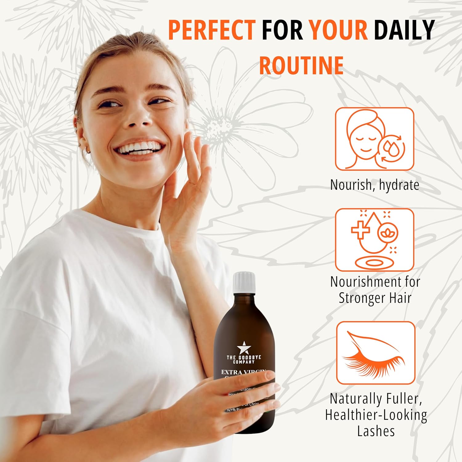 GoodBye Company USDA Organic Cold-Pressed Castor Oil, 16.9 oz Amber Glass Bottle, Hexane-Free, Extra Virgin, Food Grade, for Hair, Skin, Lashes, Brows & Digestive