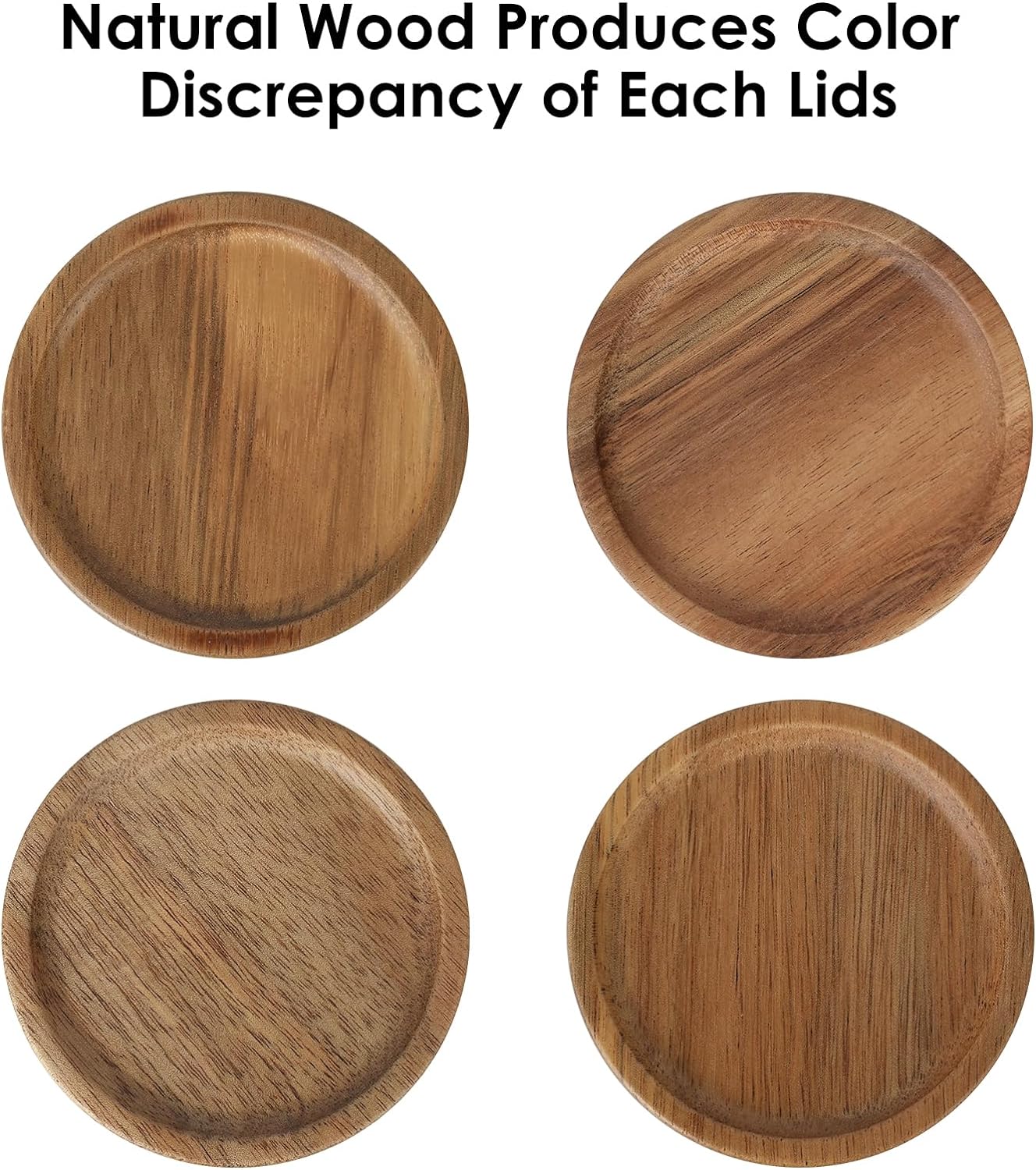 6 Pack Regular Mouth Lids for Mason Jars, Reusable Wooden Storage Lids with Silicone Seal for Regular Mouth Jars