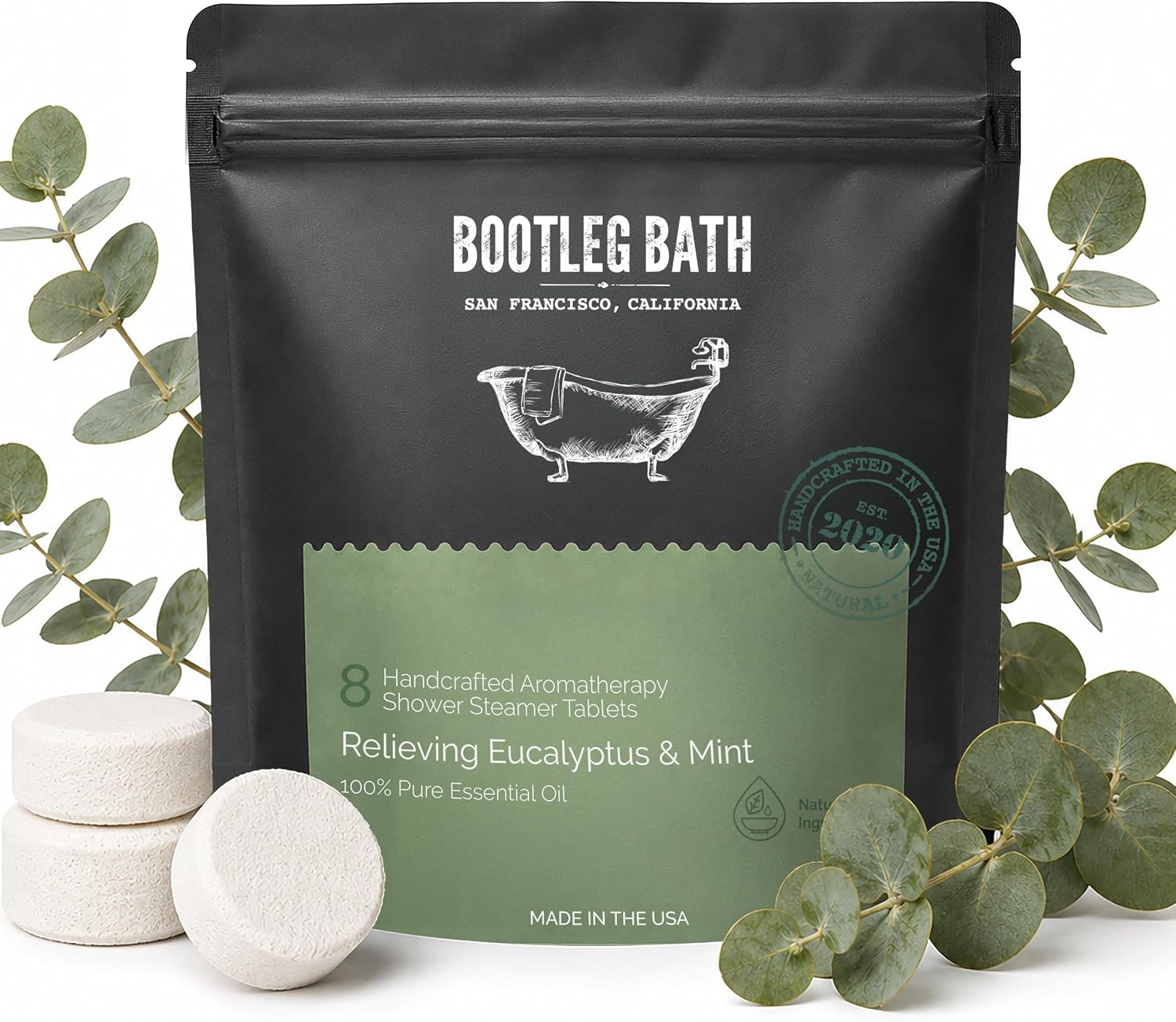 Shower Steamers Aromatherapy Eucalyptus and Mint 8 Pack, 100% Pure Essential Oil, All Natural, for Men and Women, Made in USA