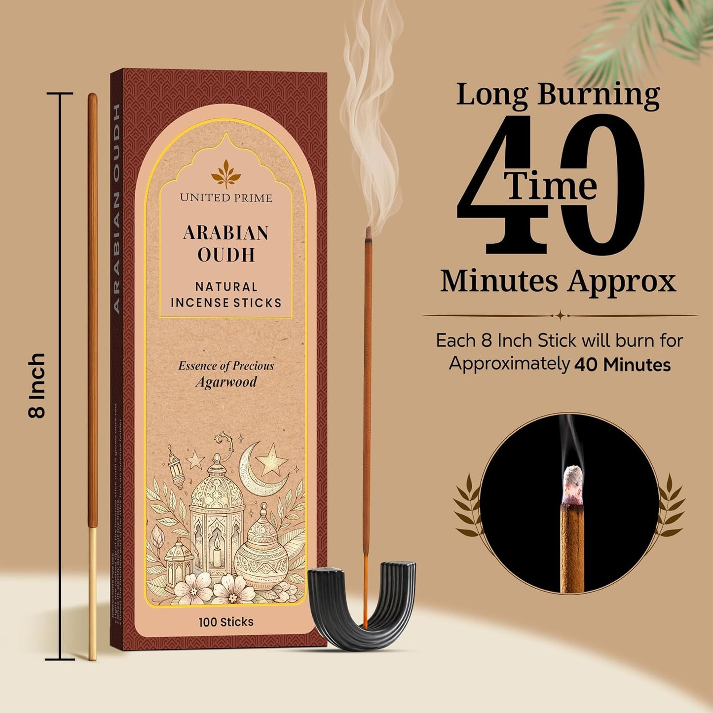 Pure Oud Incense Sticks, 100% Natural Organic Non Toxic, 100 Sticks, Clean Burning No Charcoal, Sustainably Harvested, Positive Vibes Incense, Meditation Gifts – Spritual Cleansing