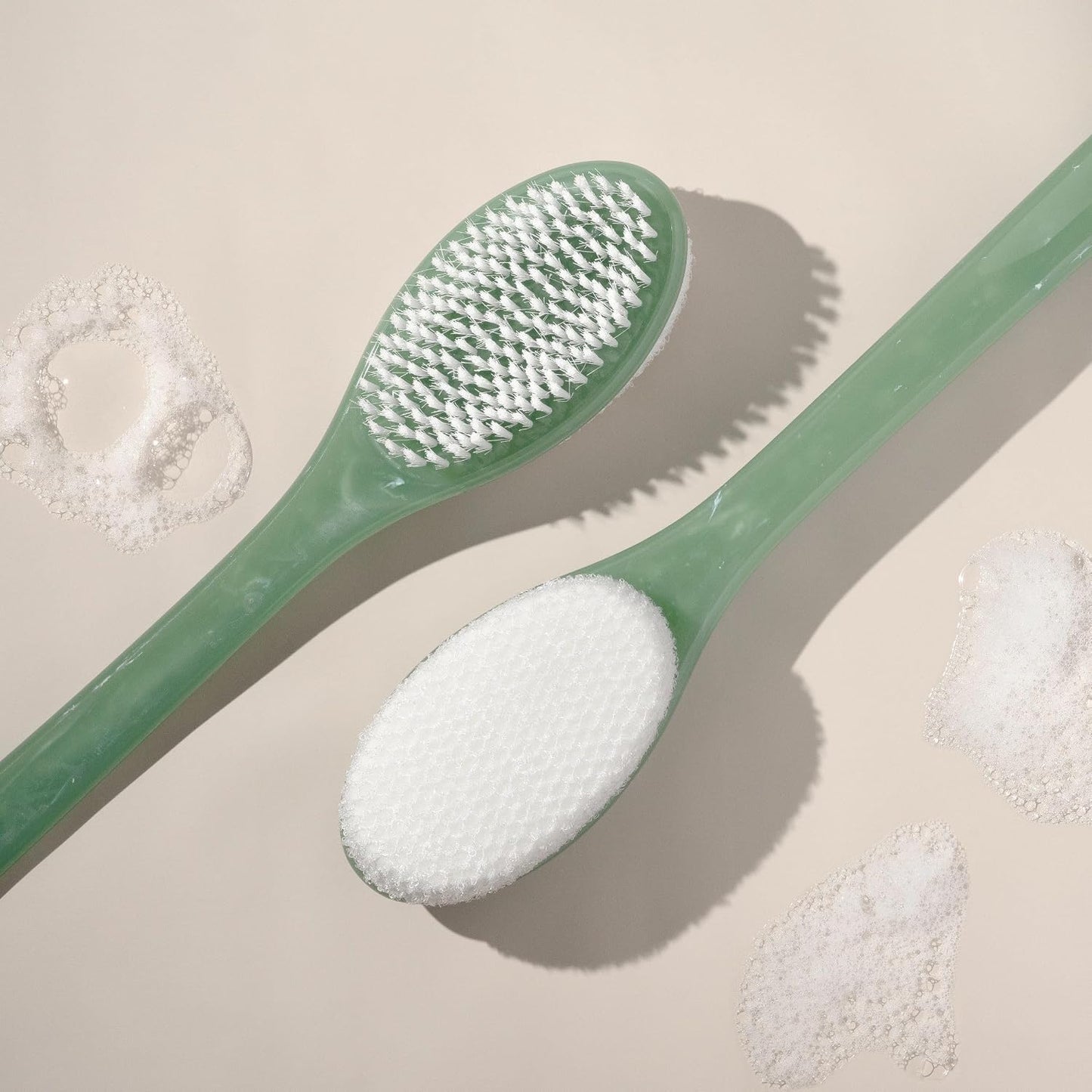 EcoTools Sea Gems Bath Bristle Brush, Dual-Sided Shower Brush for Cleansing & Exfoliating with Long Handle for Cleaning Back, Low-Waste Design, Vegan & Cruelty-Free, 1 Count