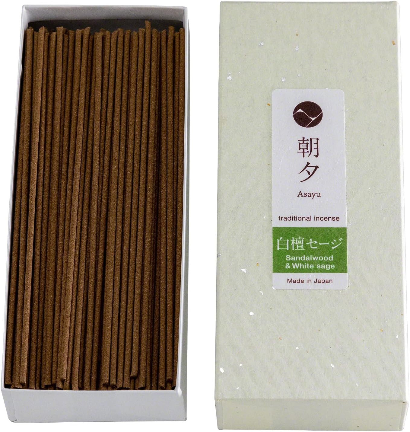 Asayu Japan Traditional Sandalwood & White Sage Incense Sticks, 40gr Smoke Type, 100% Natural Japanese Incense for Morning Relaxation, Yoga, Meditation and Mindfulness