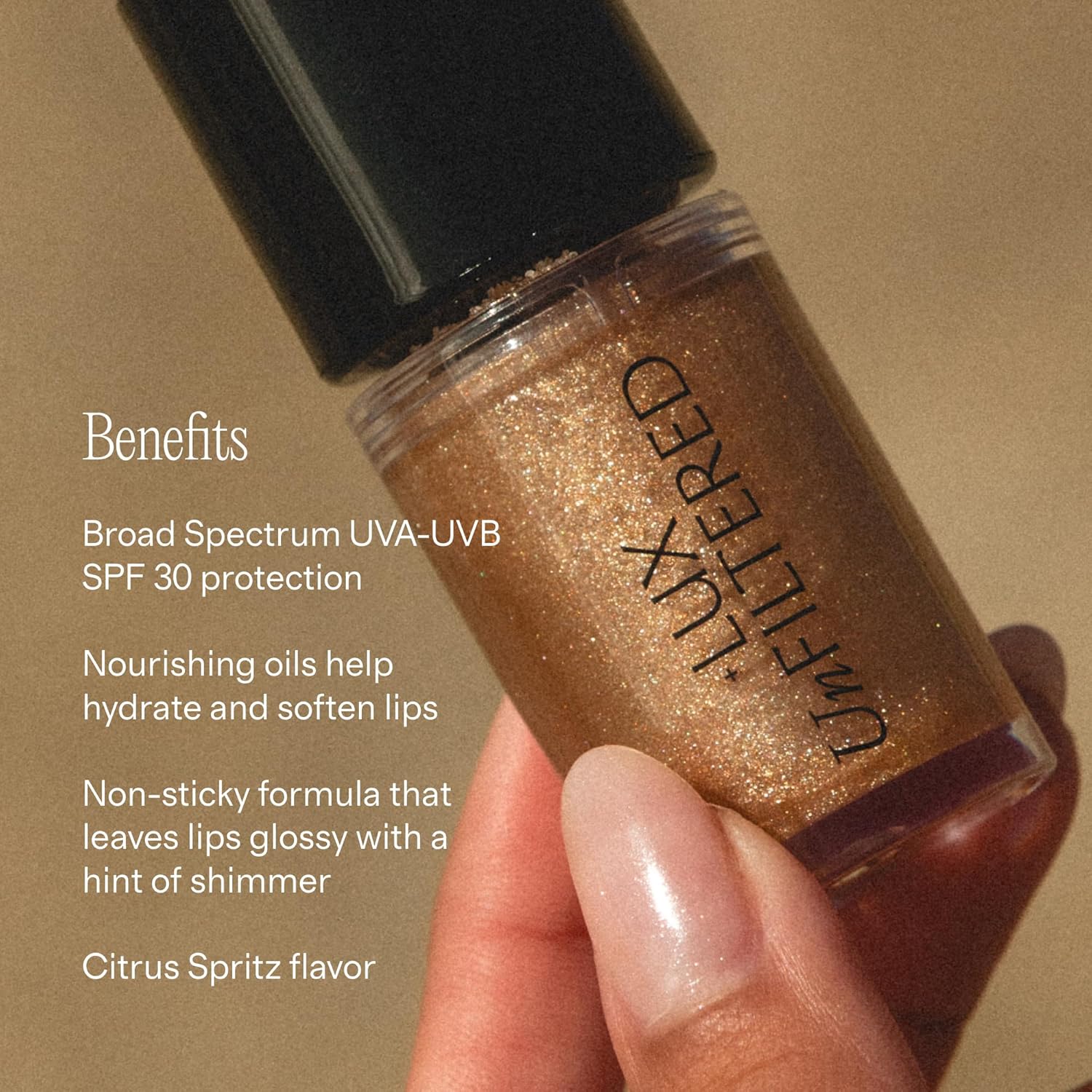 + Lux Unfiltered High Gloss SPF Lip Oil - Bronze Tinted Shimmer Lip Oil with Broad Spectrum SPF 30 - Hydrating Lip Gloss & Lip Sunscreen for Women with Jojoba & Shea Oil