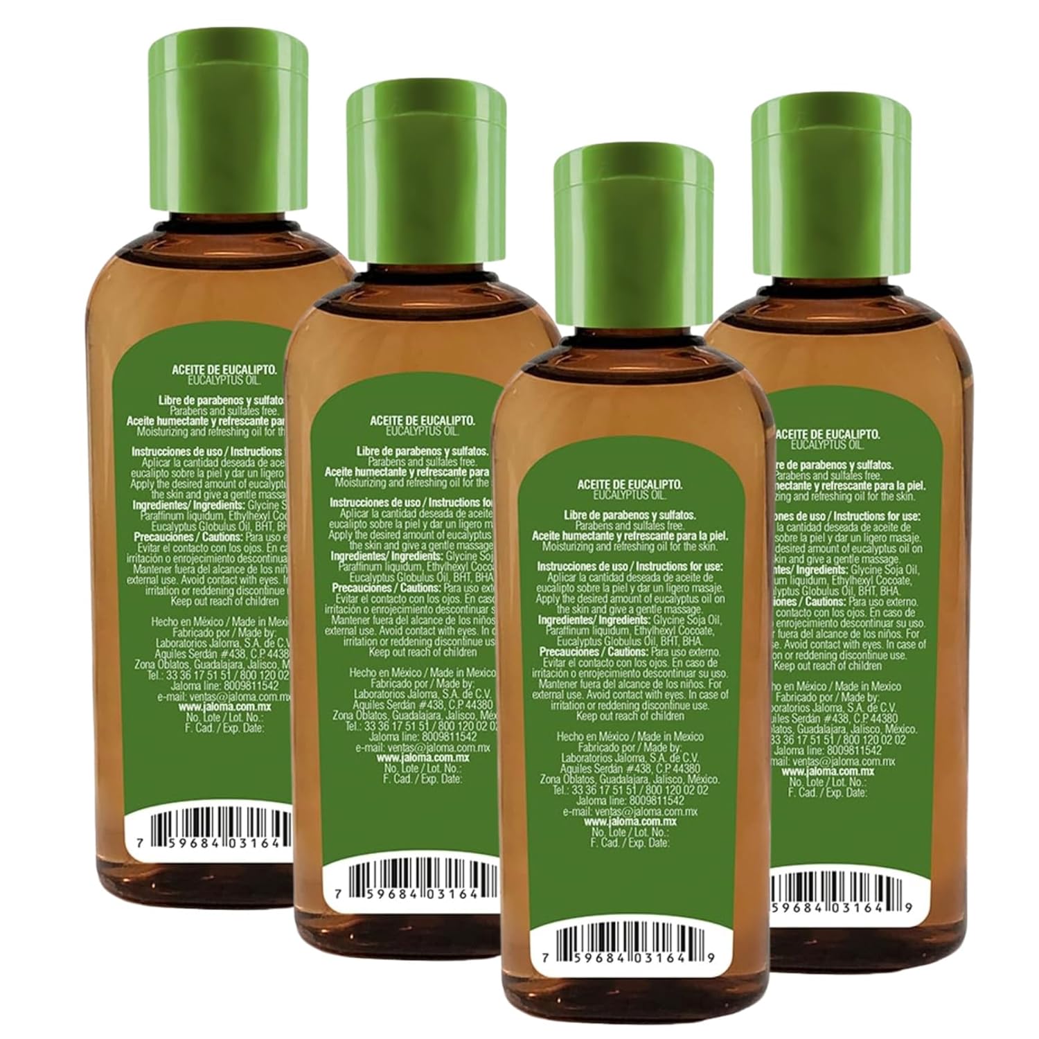 Jaloma Eucalyptus Oil, Moisturizing and Refreshing Skin Care Oil, 4Pack of 4FL Oz Each (Pack of 4)
