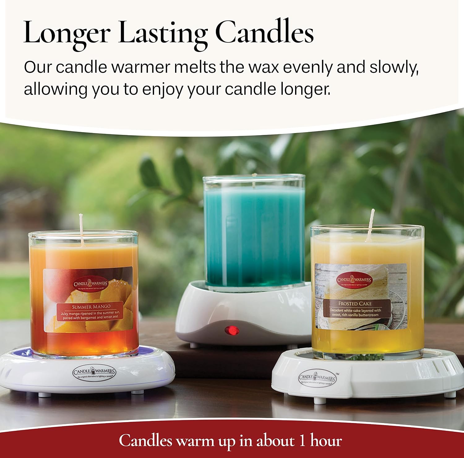 CANDLE WARMERS ETC. Auto Shutoff Candle Warmer Plate (White, Plug-in) – Modern Candle Wax Warmer with 8-Hour Timer