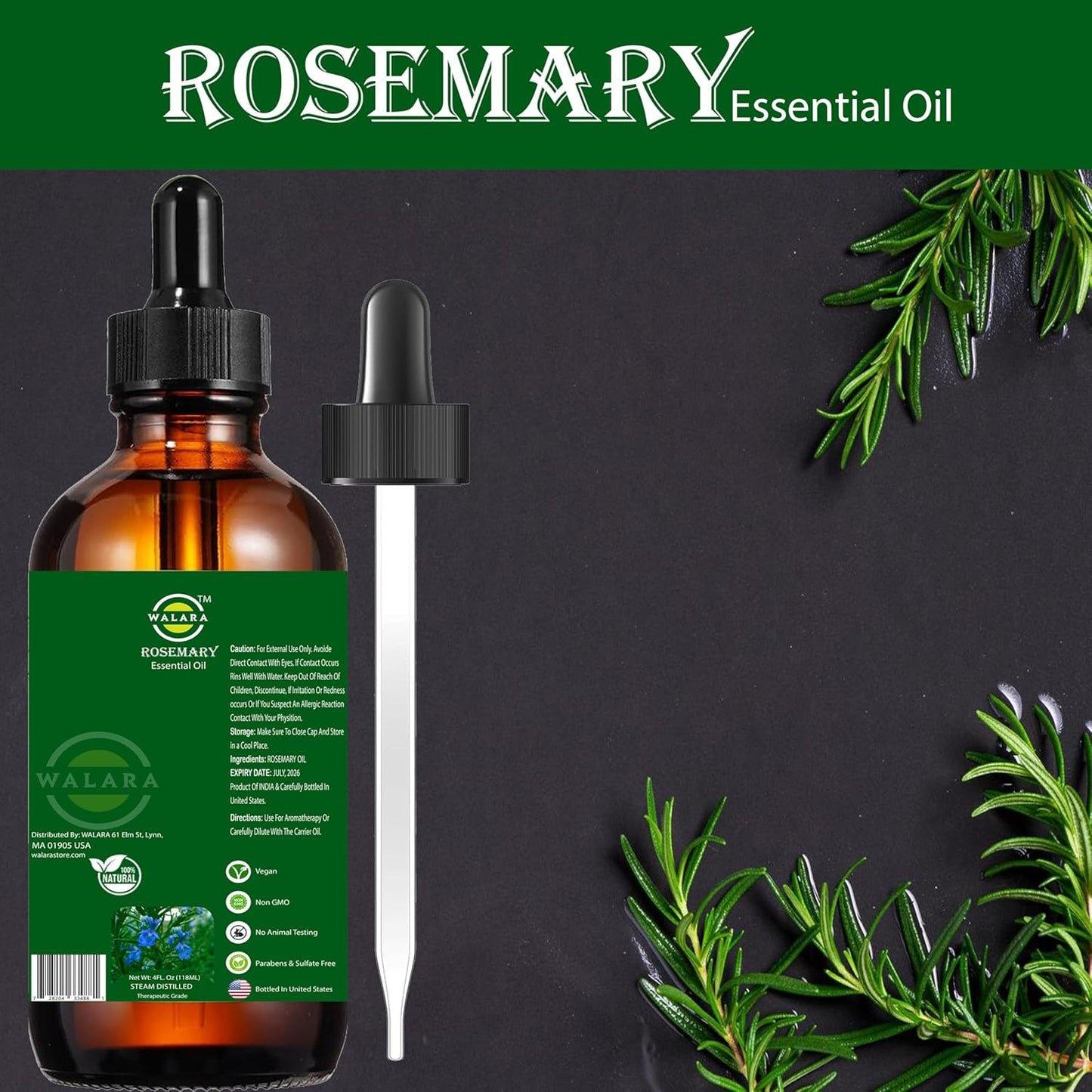 Rosemary Oil: Hair Growth, Moisturizing for Split Ends & Dry Scalp, Strengthens Hair – For All Hair Types