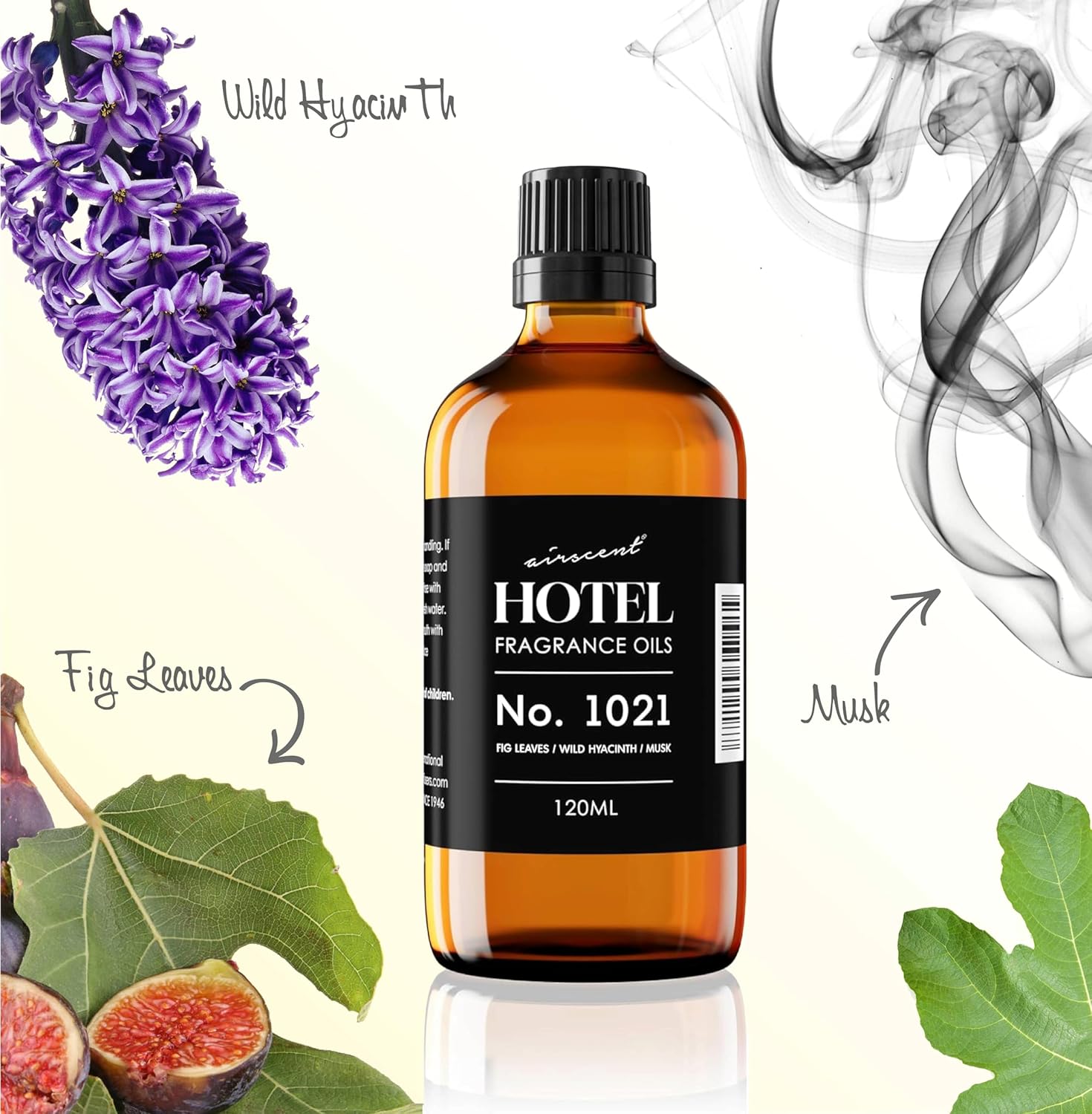 AirScent Hotel Diffuser Oil No. 1021 - Fig Leaves Hyacinth Sandalwood - Hotel Scent Dupe - Premium Fragrance Oil for Ultrasonic and Waterless Diffusers and Crafting - 10 mL, 0.34 fl oz Glass Bottle