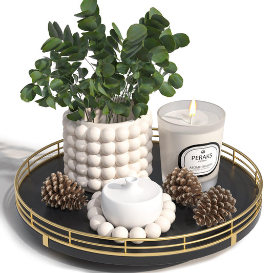 10" Oak Wood Decorative Tray for Home Decor