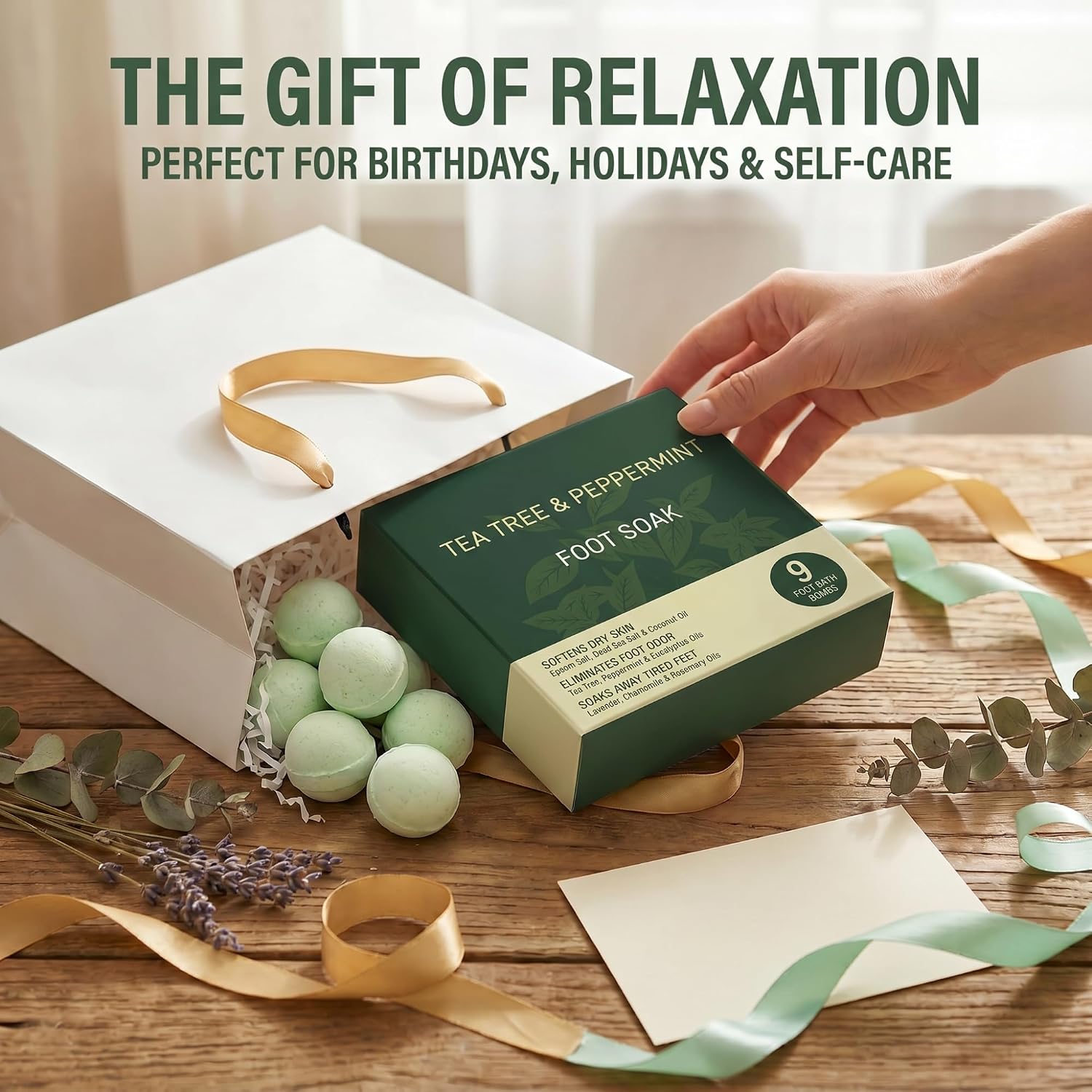 Tea Tree Oil Foot Soak Bombs with Epsom Salt, Cleanses & Refreshes, Softens Calluses, Soothes Tired Feet, Athletes Foot, Therapeutic Blend of Epsom Salt, Dead Sea Salt & 8 Essential Oils