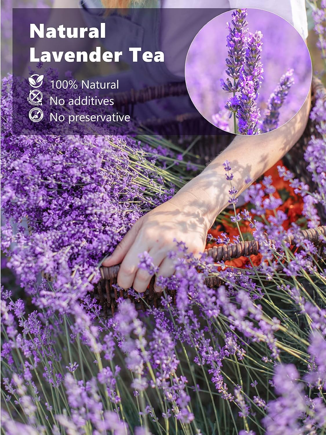 TeeLux Lavender Flowers Tea, Dried Lavender Buds for Drinks, Baking, DIY Beauty, Crafts, Sachets, Delightful Aroma, Caffeine-free, 114g/4oz