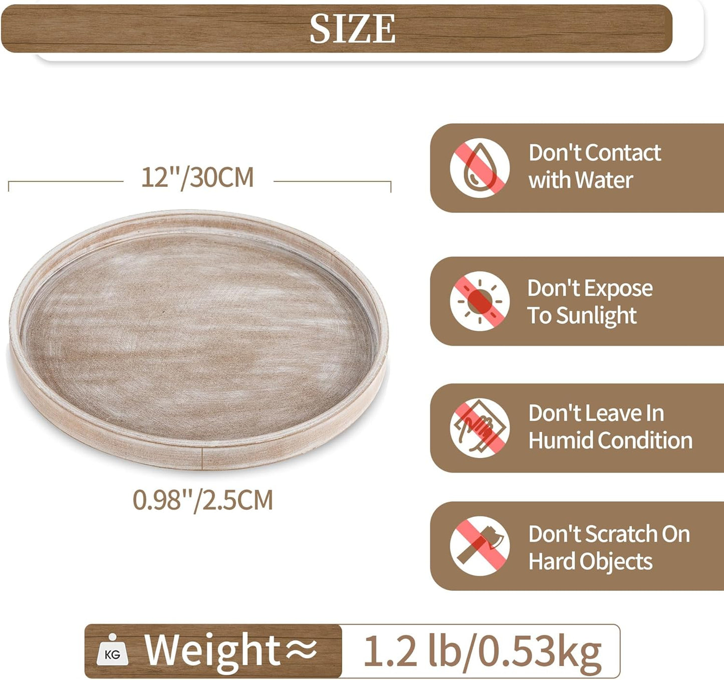 Hanobe Candle Plate Holder Tray: Whitewash Round Wood Candle Plate Decorative Centerpiece Small Tealight Pillar Trays for Living Room Dining Coffee Table Home Decor