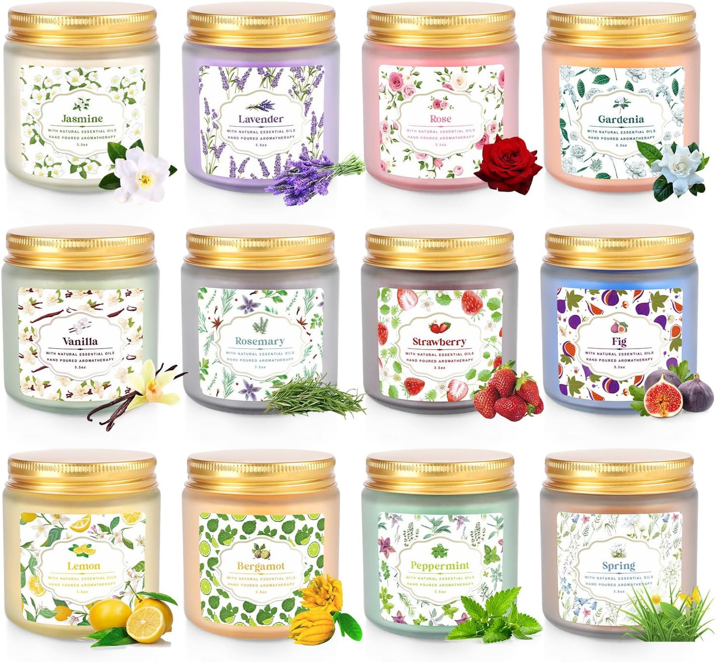 YOROXRG 12 Pack Scented Candles with Added Natural Essential Oils, 3.05oz, Suitable for Various Festivals, Parties, Yoga, and Home Scene