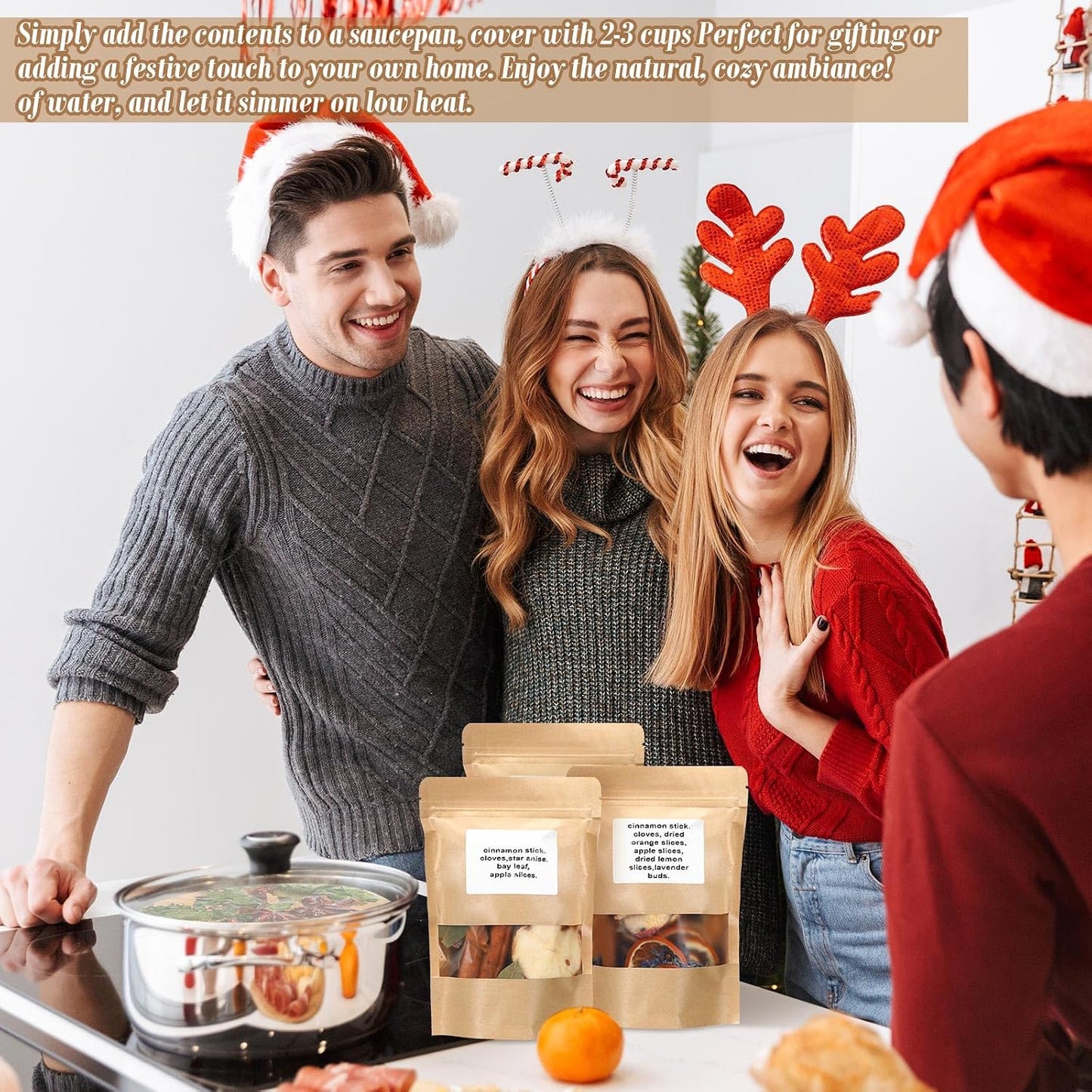 Siifert 12 Pack Winter Stovetop Potpourri Simmer Pot Kit Dried Orange Slices Cinnamon Stick Air Freshener Sachet Ingredients Bowl Filler Decor for Holiday Fragrance Housewarming Gift