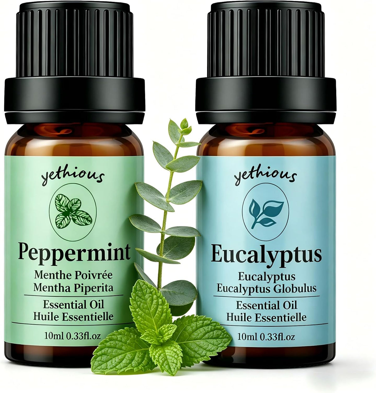 yethious Peppermint Eucalyptus Essential Oil 10ML Natural Peppermint Essential Oil Gift Set for Aromatherapy & Diffuser