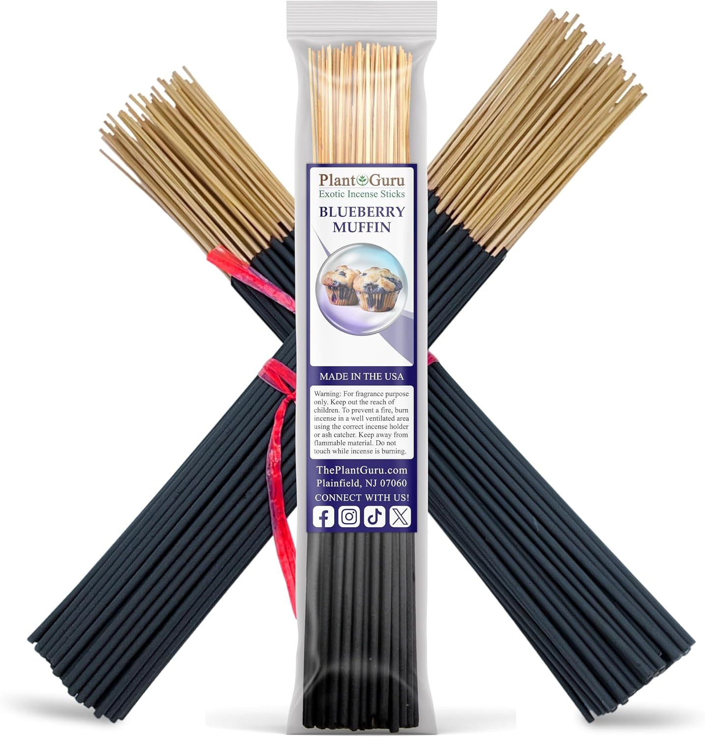 Blueberry Muffin Incense Sticks 11" - 1 Bundle 85 to 100 Sticks - Smooth and Clean Long Burn Time, 45 to 60 Minutes.