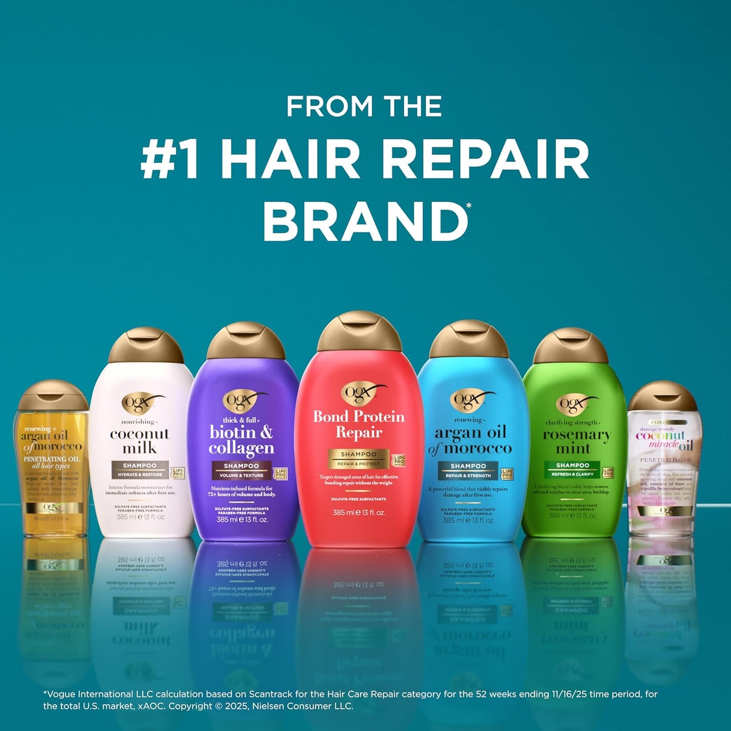 OGX Renewing + Argan Oil of Morocco Shampoo, Damage Repair Shampoo & Argan Oil to Help Strengthen & Repair Dry, Damaged Hair, Paraben-Free, Sulfate-Free Surfactants, 25.4 fl. oz