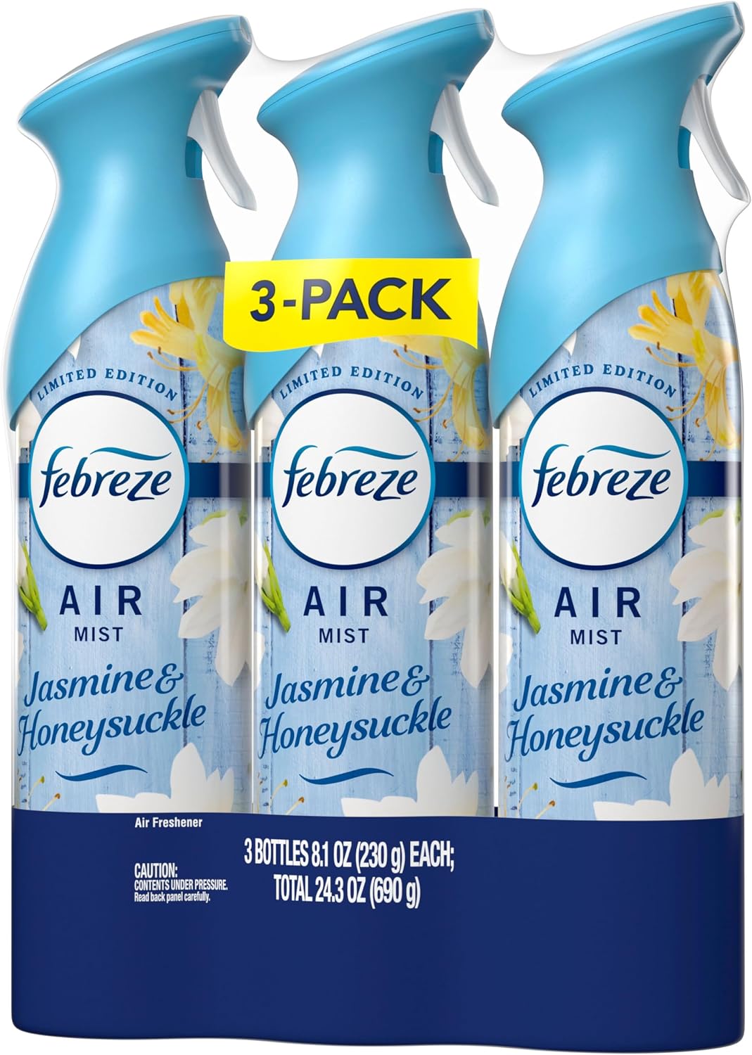 Febreze Air Mist, Air Freshener Spray, Odor Fighting Room Spray, Deodorizer for Home Bathroom Kitchen Office Apartment Dorm Room Classroom, Jasmine & Honeysuckle Scent, 8.1oz (Pack of 3)
