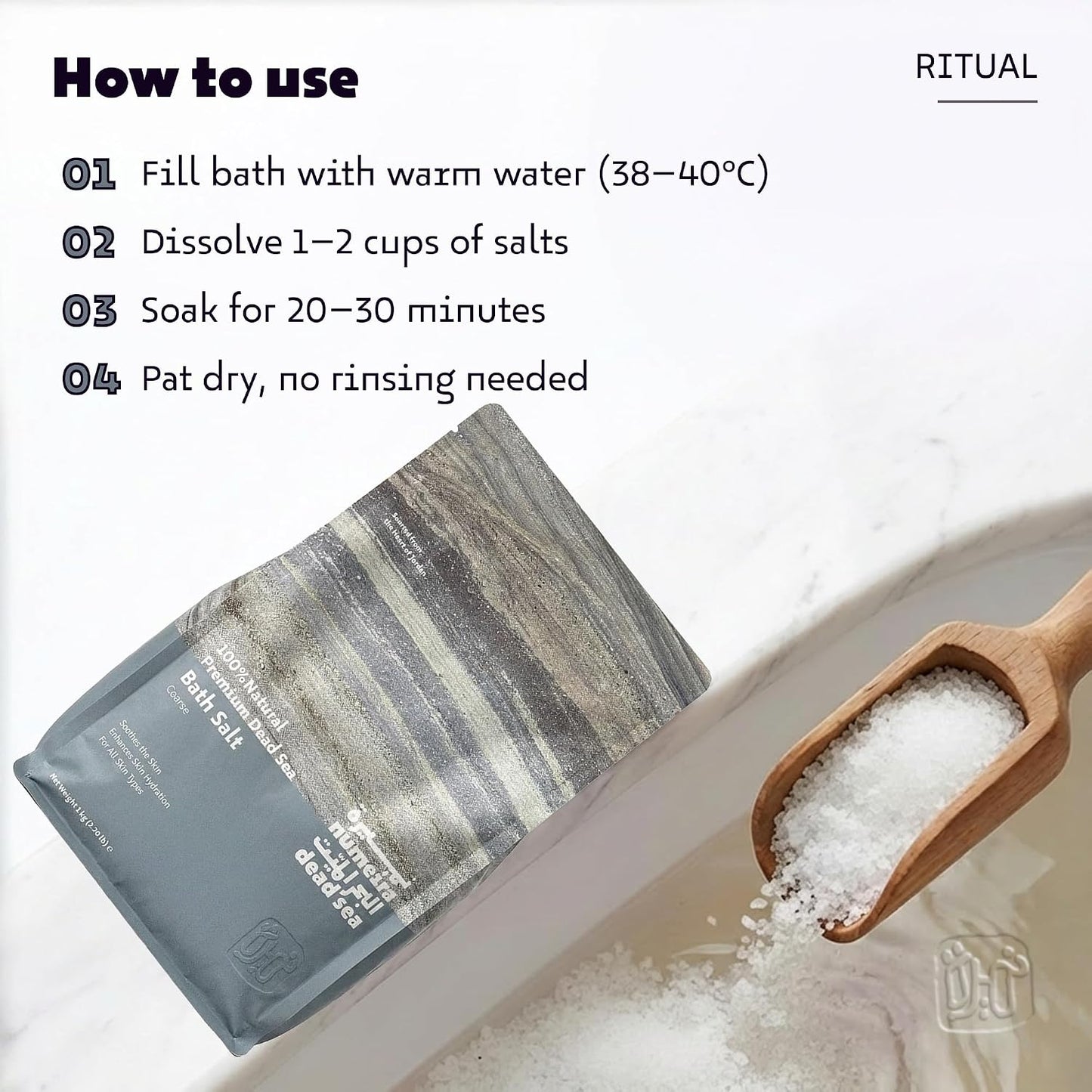 Dead Sea Salts for Soaking Relaxing Sea Salt Bath Soak for Body Rejuvenation - Natural Mineral Salts - Coarse Dead Sea Salt Unscented Bath Salts for Women & Men (2.2 lb)