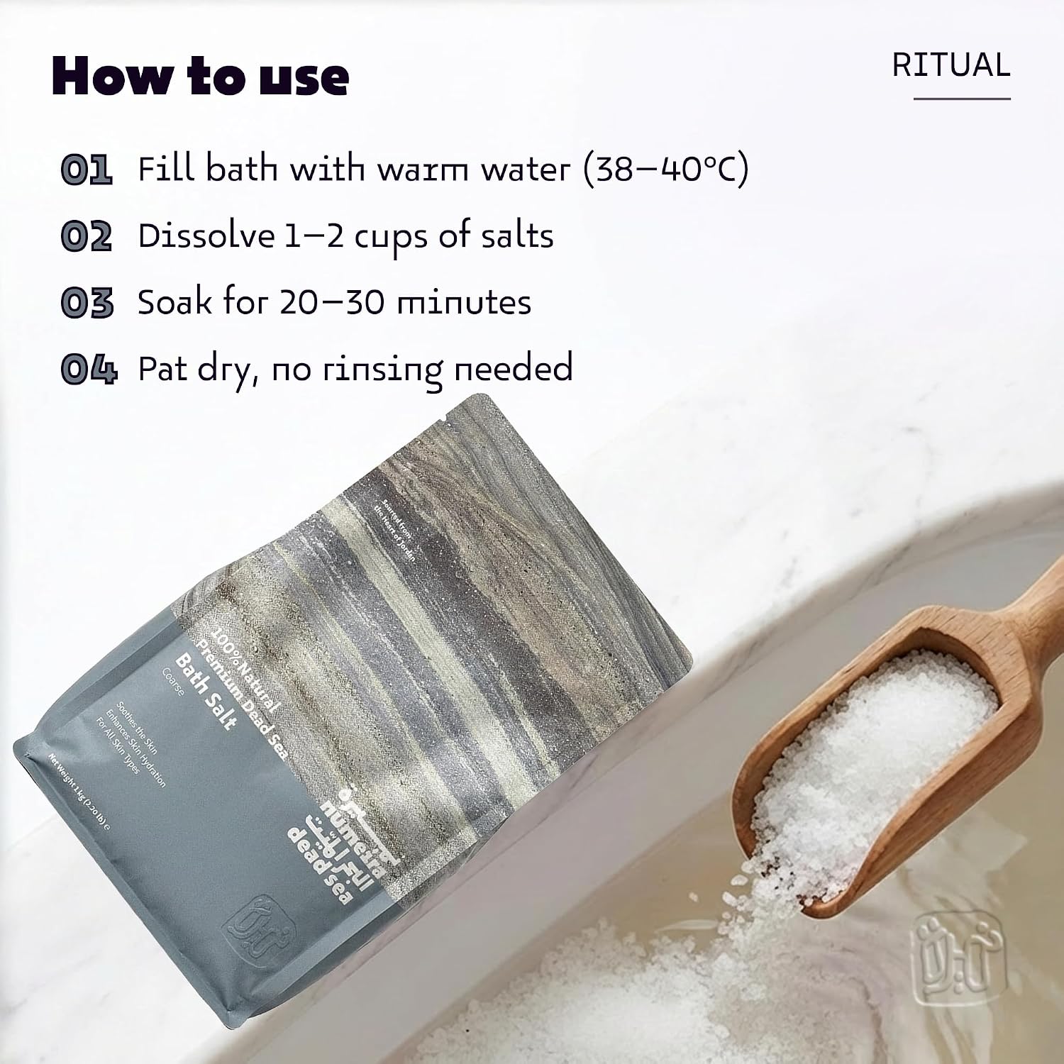 Dead Sea Salts for Soaking Relaxing Sea Salt Bath Soak for Body Rejuvenation - Natural Mineral Salts - Coarse Dead Sea Salt Unscented Bath Salts for Women & Men (2.2 lb)