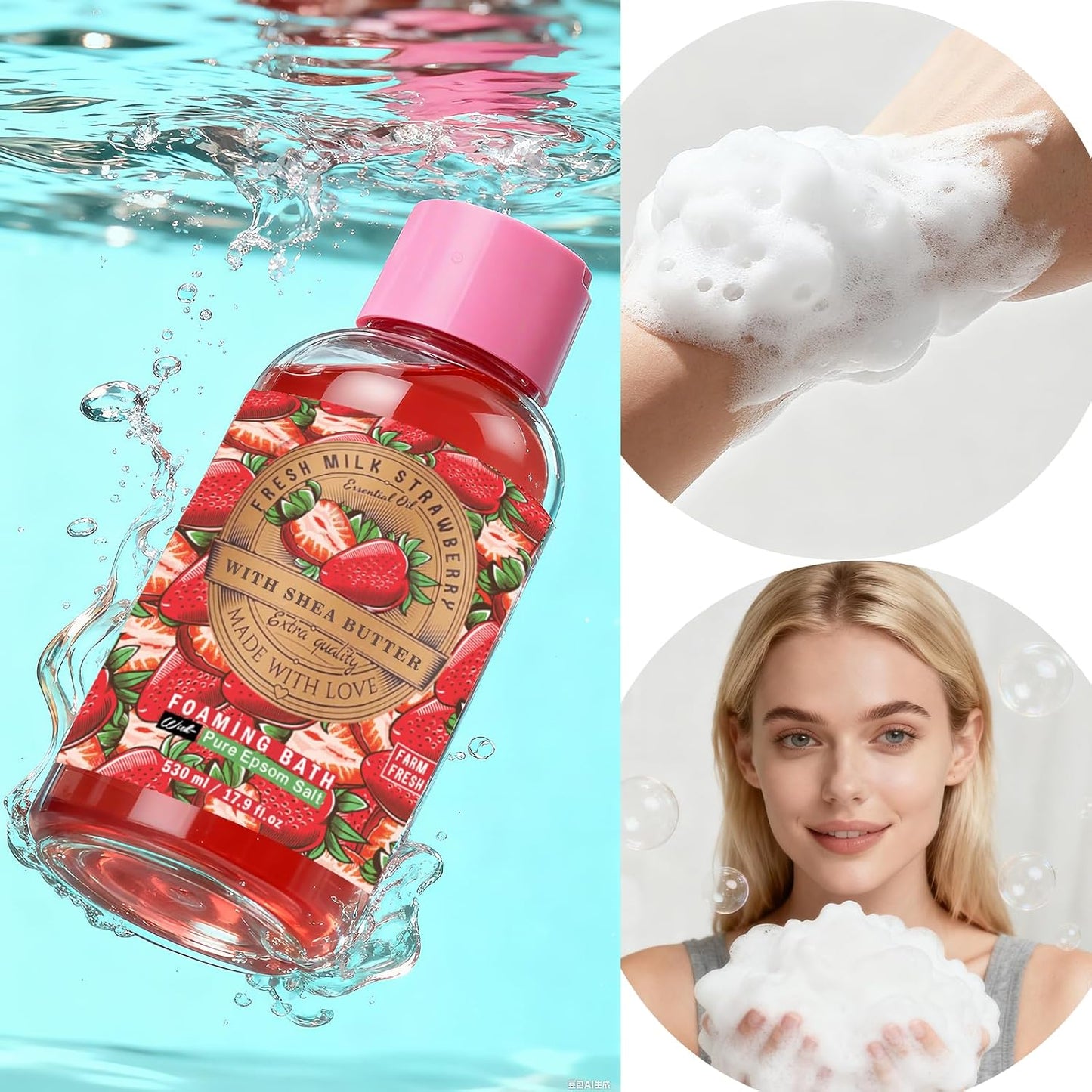 5x17.9fl.oz Moisturizing Foaming Bath Gift Set with Essential Oil, Epsom Salt