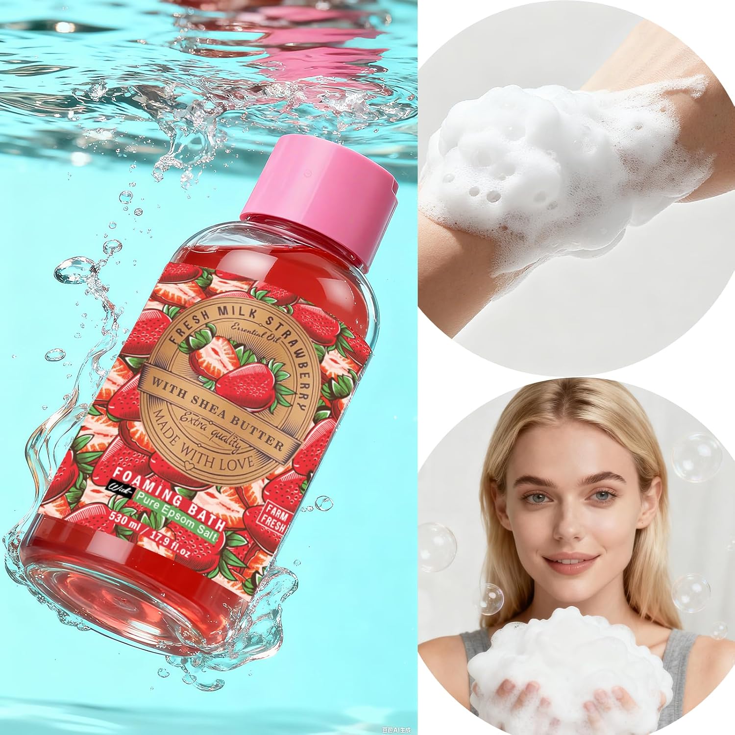 5x17.9fl.oz Moisturizing Foaming Bath Gift Set with Essential Oil, Epsom Salt