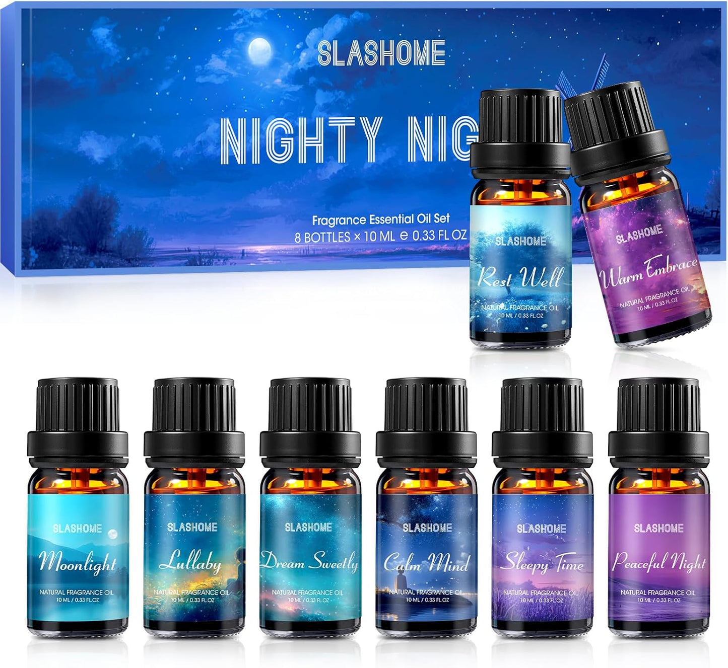 8 Pack Sleep Essential Oils for Diffuser for Home, Diffuser Oil for Humidifiers, Candle & Soap Making, Aromatherapy Oils Set for Calm Mind, Relaxation Gift for Women and Men