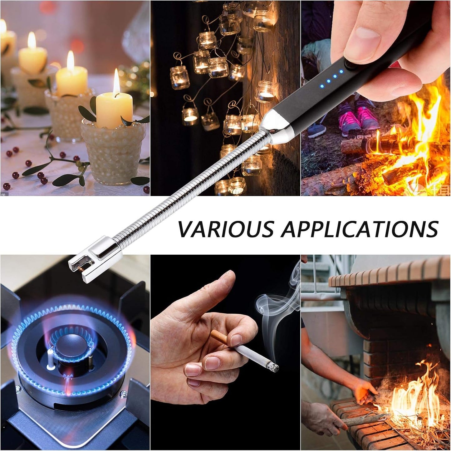 MEIRUBY Electric Candle Lighter, Birthday Christmas Stocking Stuffers Gifts for Women Mom Men Wife Sister, USB Arc Rechargeable Windproof Long Lighter for Candle BBQ Housewarming Gift Idals