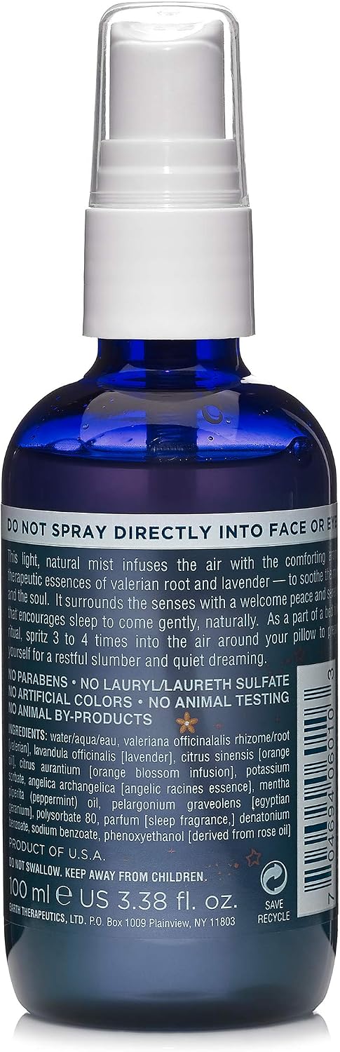 Earth Therapeutics Elixir of Dreams Pillow Mist – Natural Mist with Therapeutic Essences of Valerian Root & Lavender – Natural Relaxation Aid